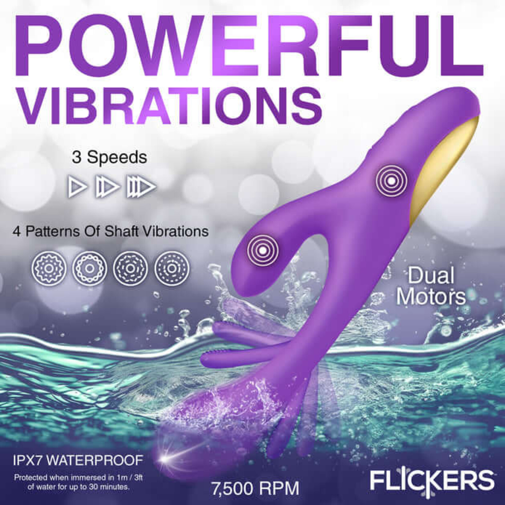 Flickers Tri-Flick Flicking Silicone Rabbit
