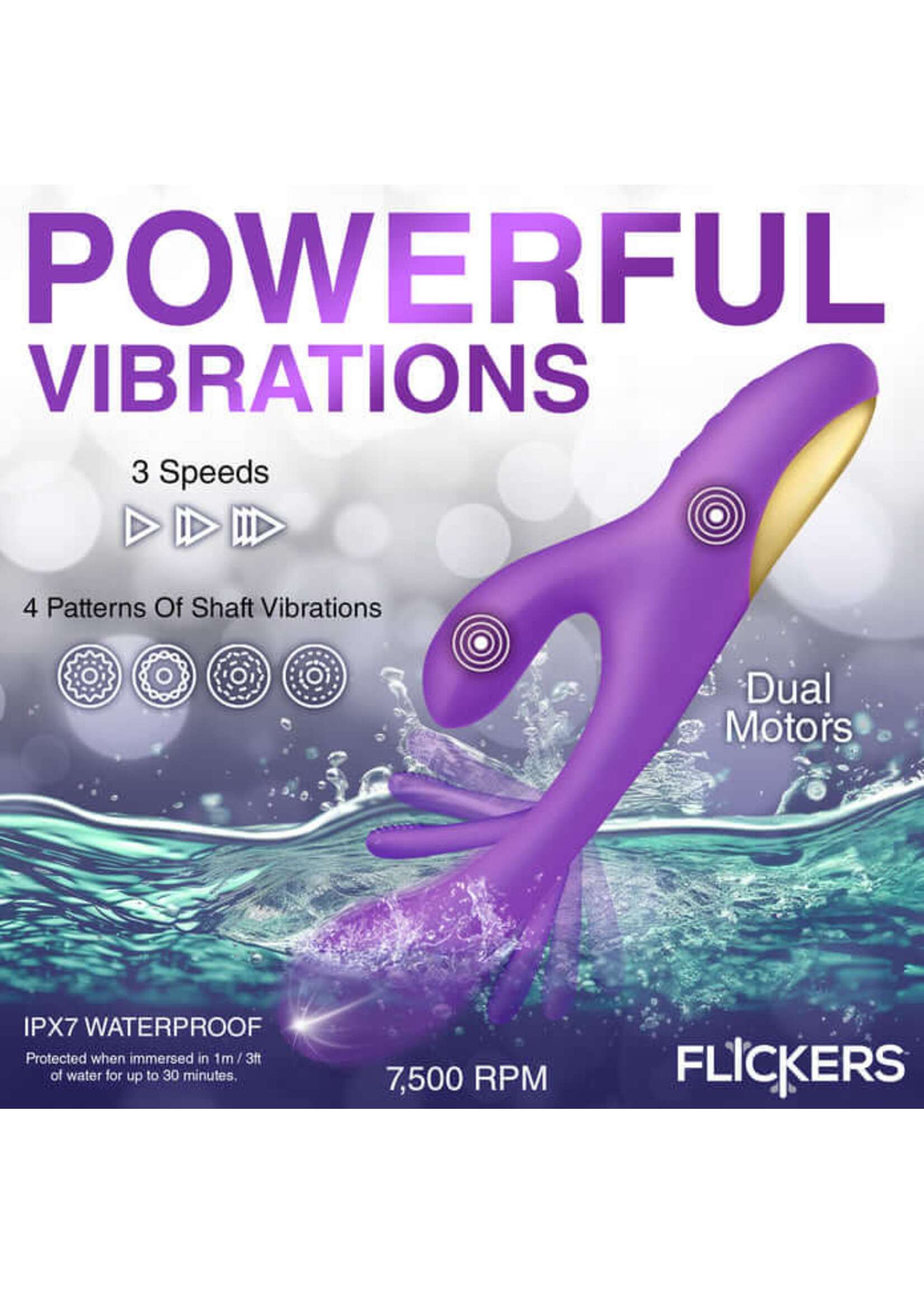 Flickers Tri-Flick Flicking Silicone Rabbit