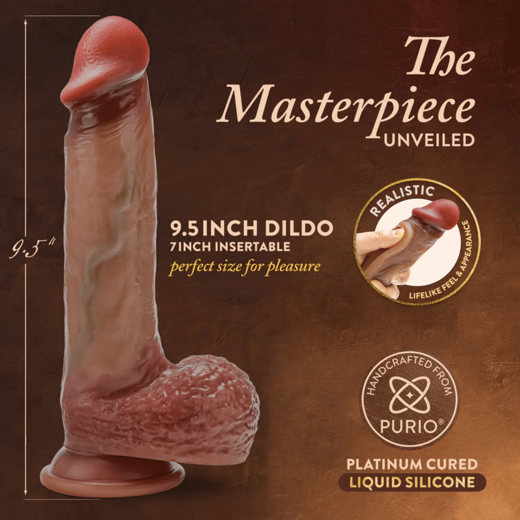 Blush Renaissance - Raphael - 9.5 Inch Sliding Foreskin Dildo with Squeezable Balls - Tan