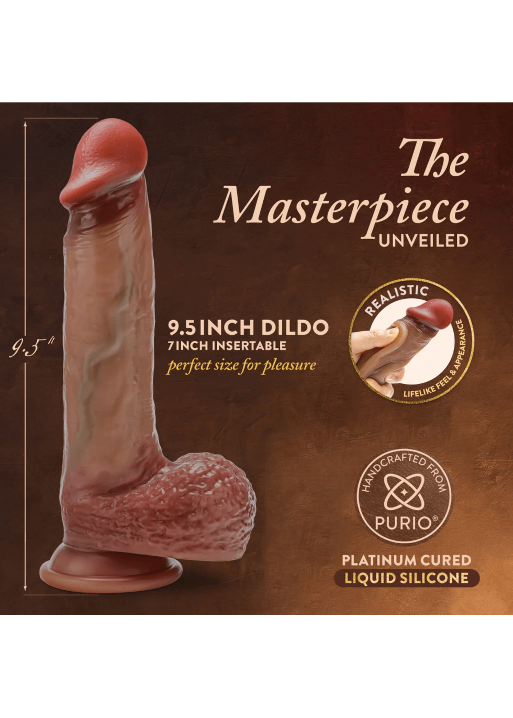 Blush Renaissance - Raphael - 9.5 Inch Sliding Foreskin Dildo with Squeezable Balls - Tan