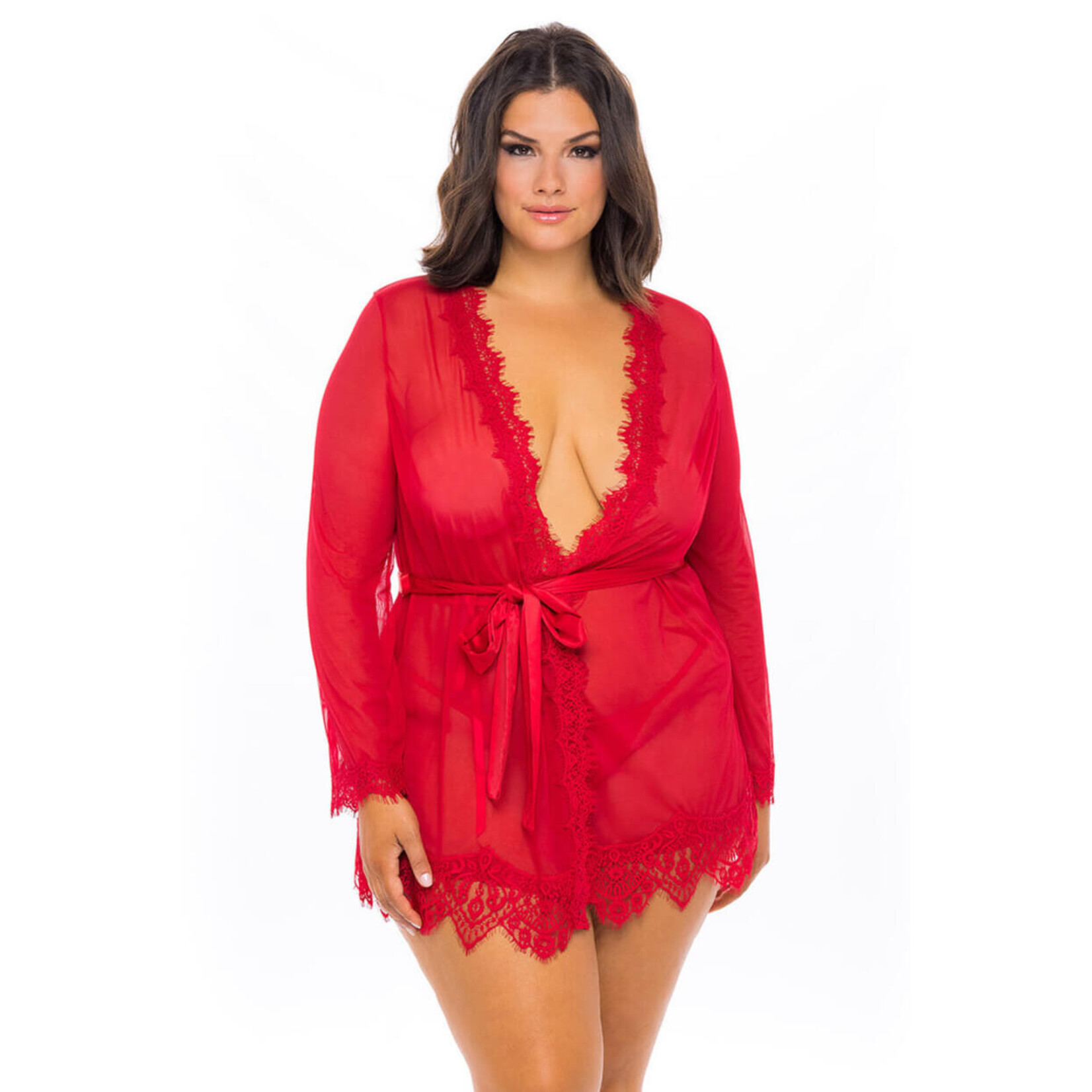 Oh La La Plus Eyelash Lace Robe