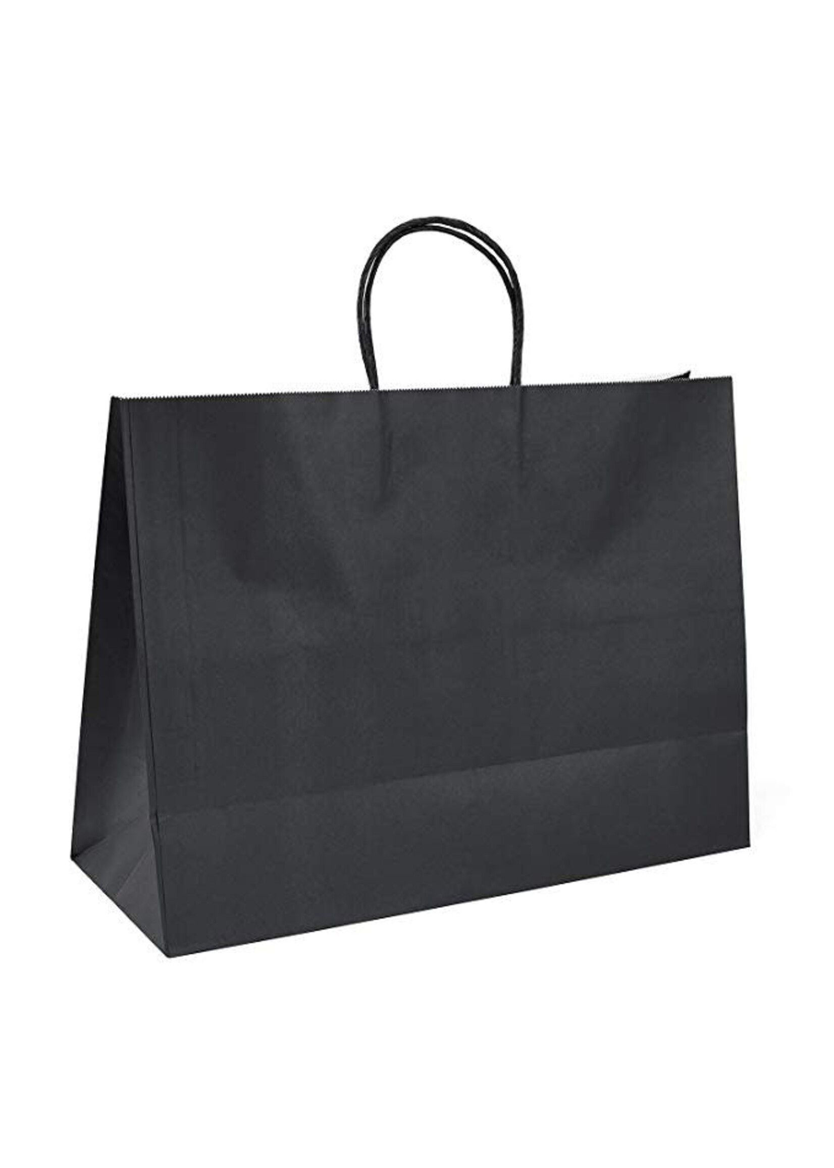 Ribbon Handle Large Black Bag