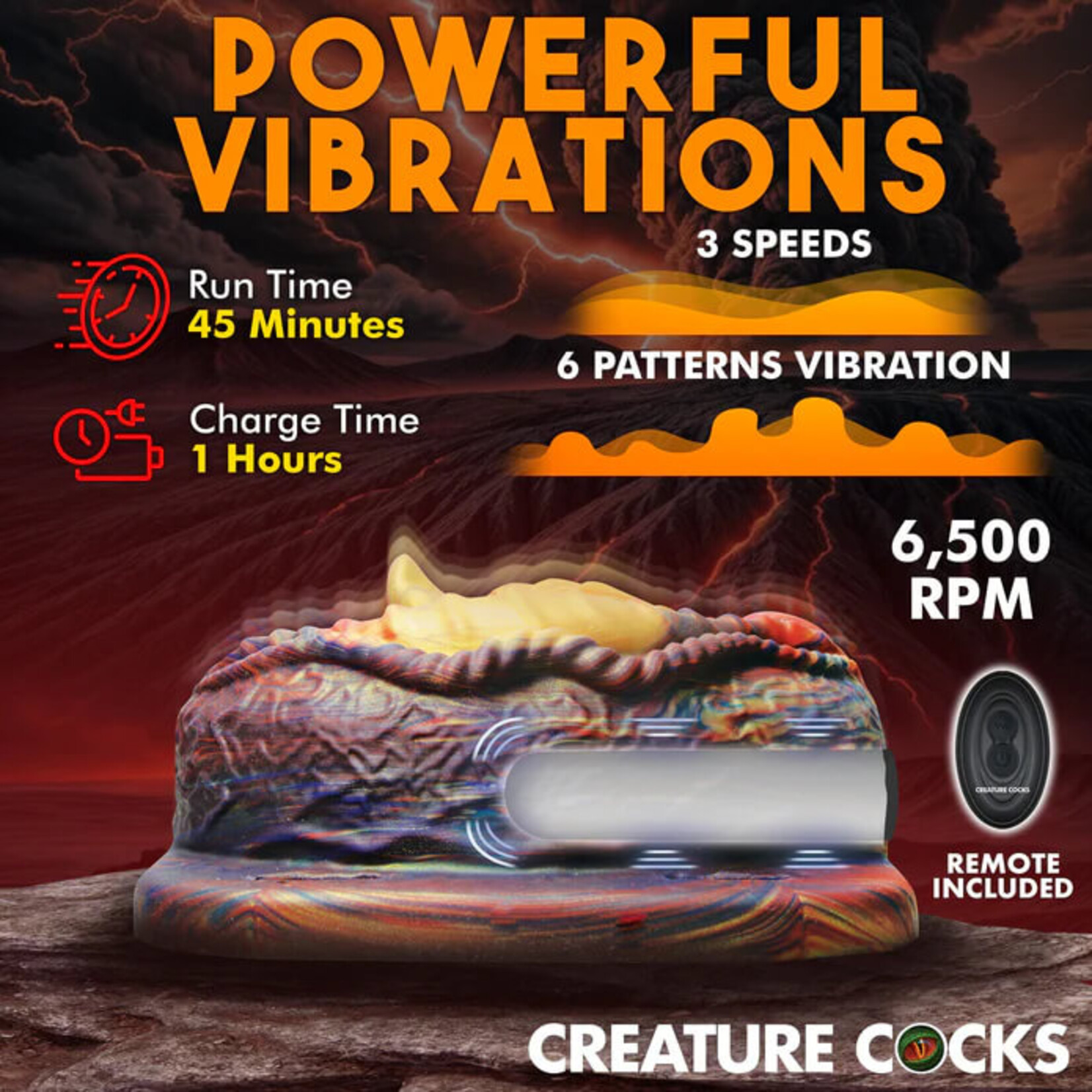 Creature Cocks Hell's Angel Vibrating Silicone Grinder