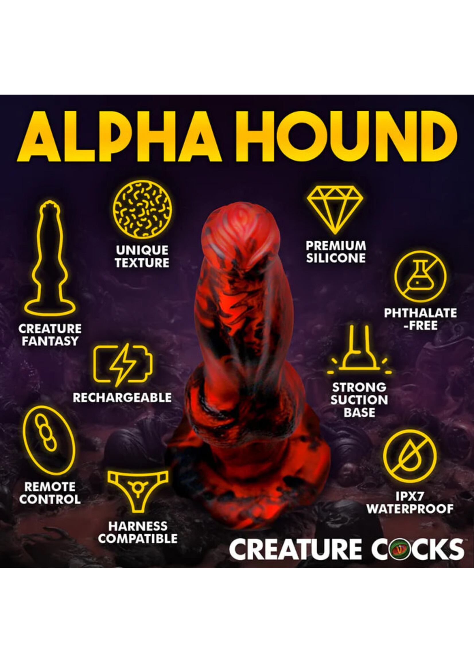Creature Cocks Hell Wolf Thrusting & Vibrating Silicone Dildo