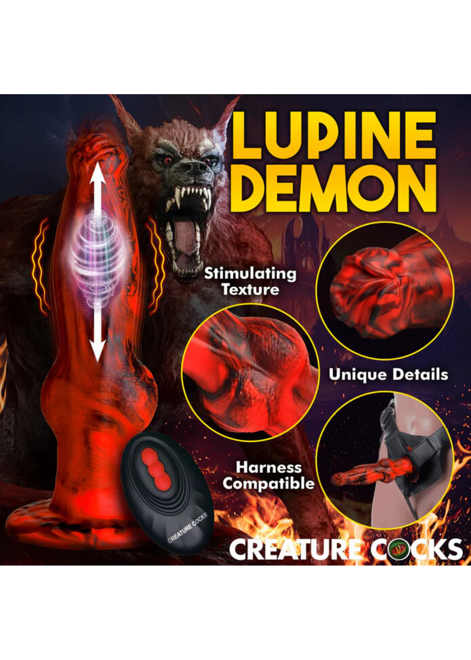 Creature Cocks Hell Wolf Thrusting & Vibrating Silicone Dildo