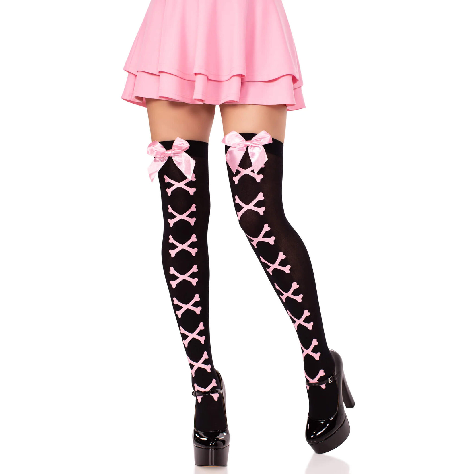Leg Avenue Crossbone Opaque Thigh Highs