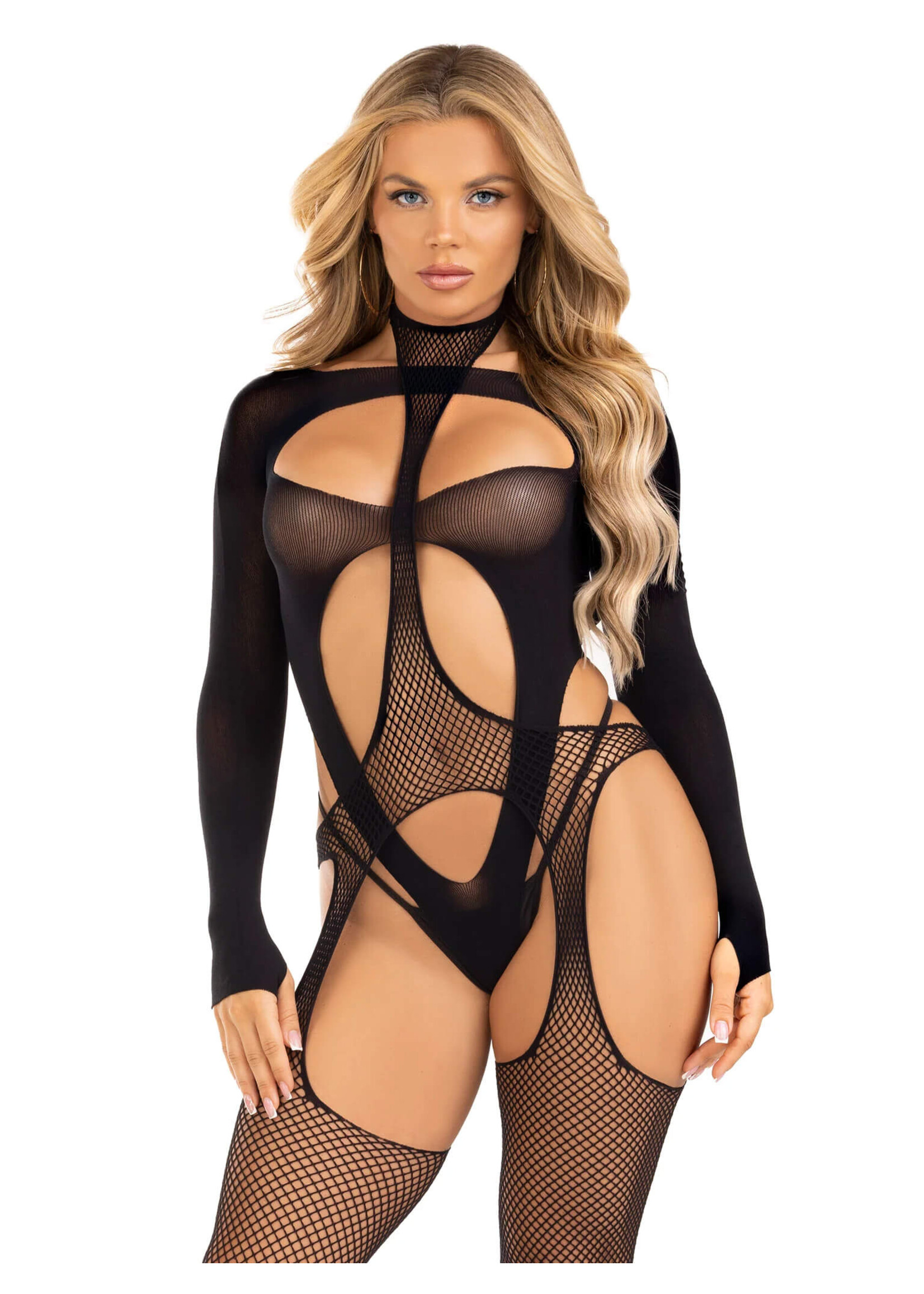 Leg Avenue Cheat Code Suspender Bodystocking and Teddy Set