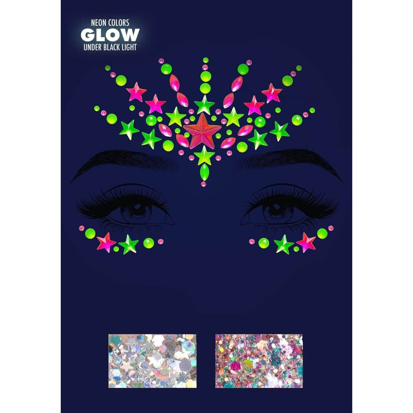 Leg Avenue Vibe Neon Black Light Face Jewels