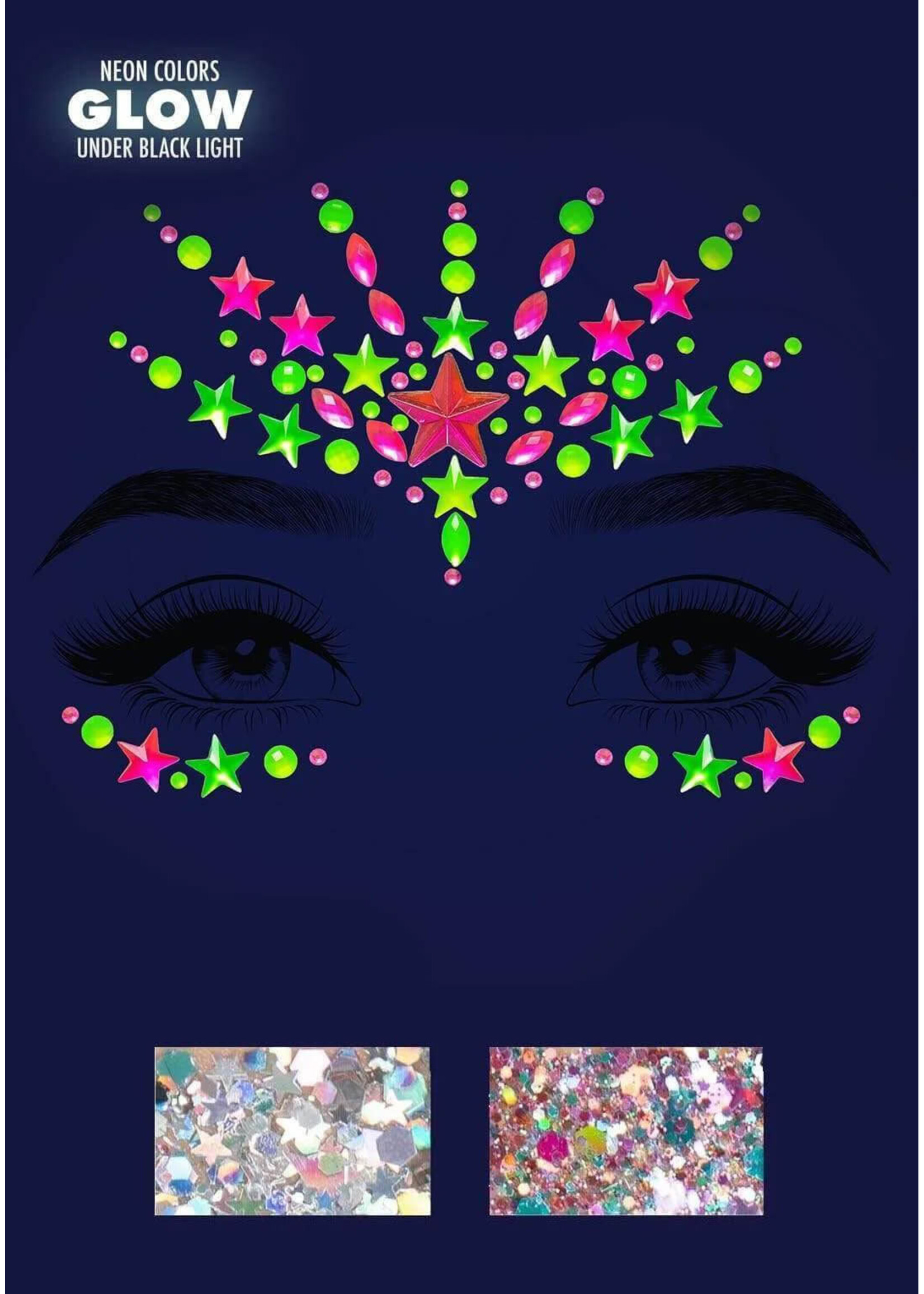 Leg Avenue Vibe Neon Black Light Face Jewels