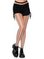 Leg Avenue Neon Rainbow Striped Fishnet Tights