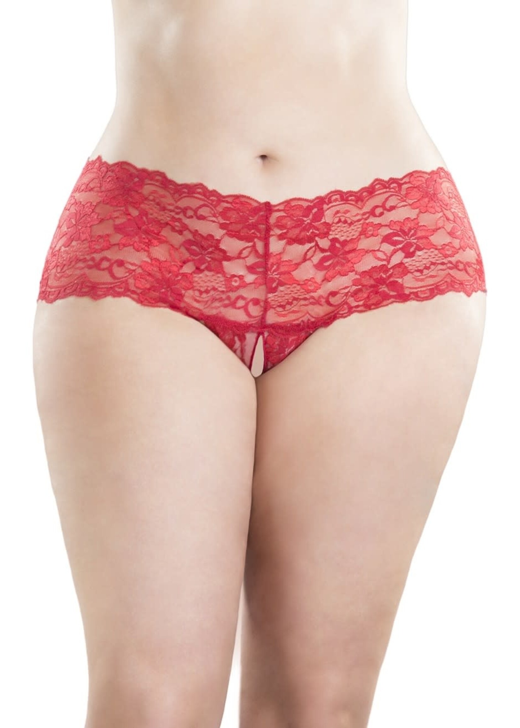 Oh La La Goodnight Kiss Crotchless Boyshort  Plus