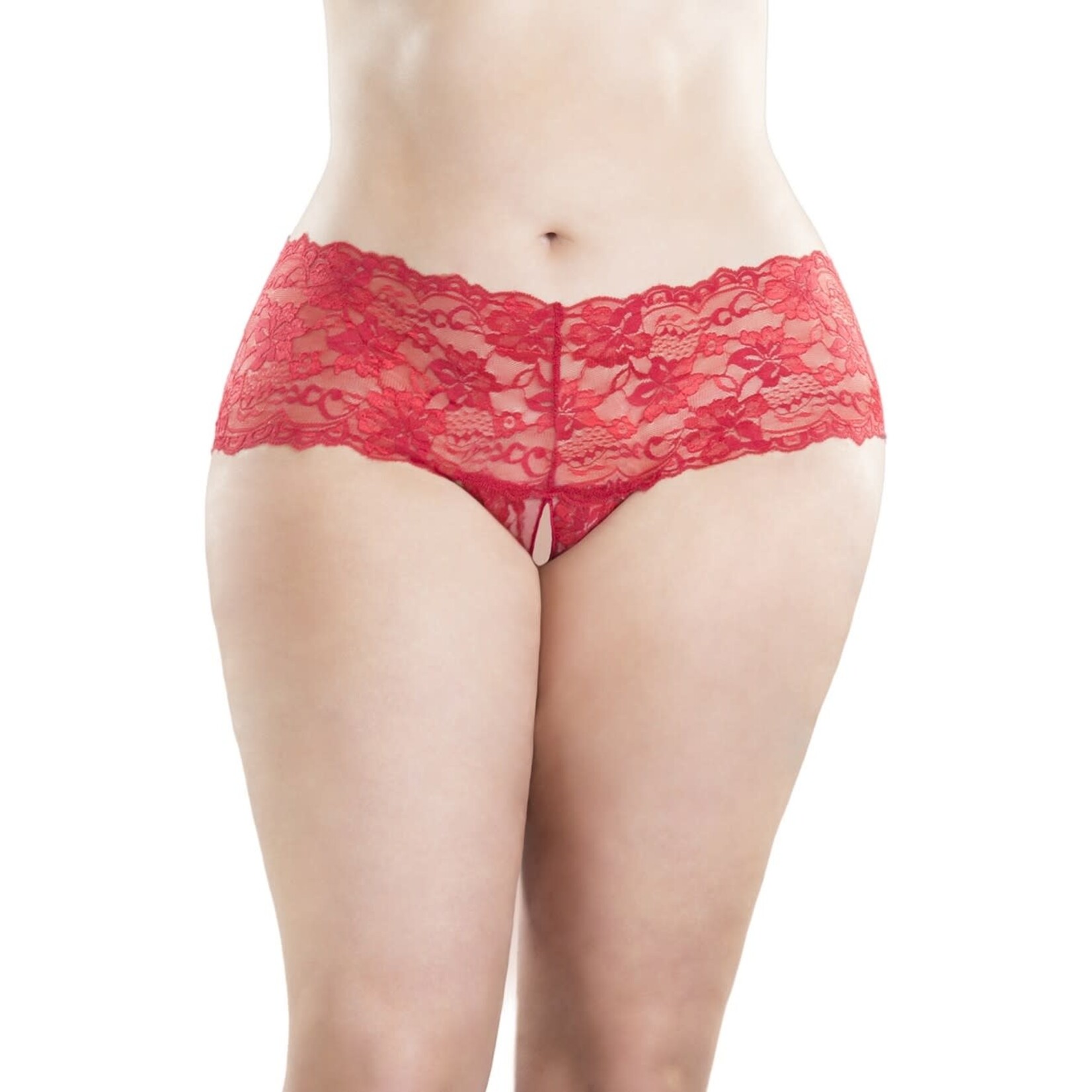 Oh La La Goodnight Kiss Crotchless Boyshort  Plus