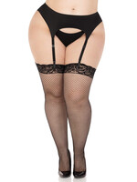 Leg Avenue Plus Size Lace Top Fishnet Thigh Highs
