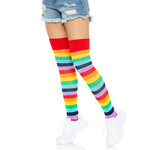Leg Avenue Spandex Acrylic Rainbow Striped Thigh Highs