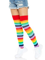 Leg Avenue Spandex Acrylic Rainbow Striped Thigh Highs