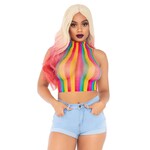 Leg Avenue Rainbow Net High Neck Crop Top