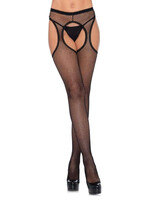 Leg Avenue Fishnet Suspender Tights with Scalloped Trim