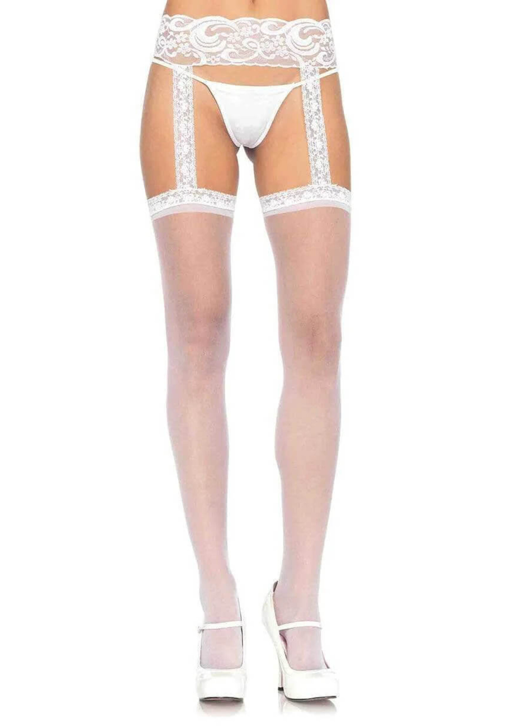 Leg Avenue Sheer Thigh High W/ Lace Garter