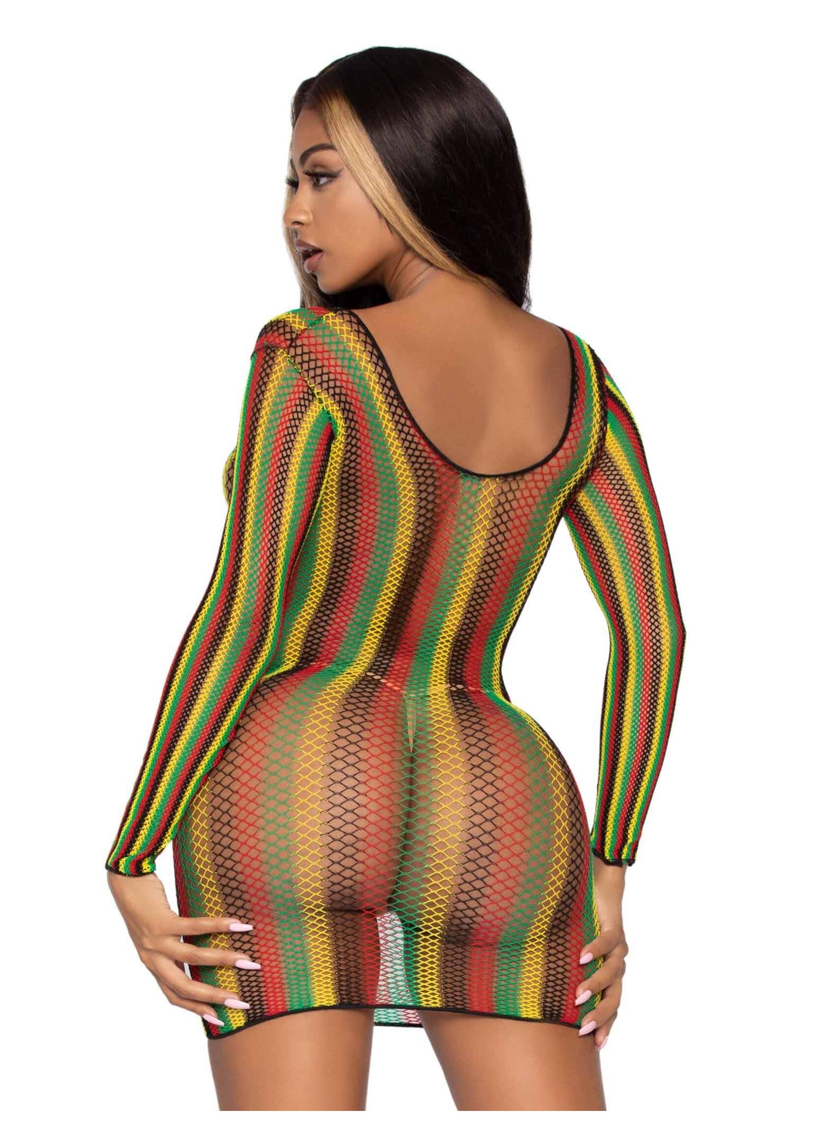 Leg Avenue Rasta Net Mini Dress