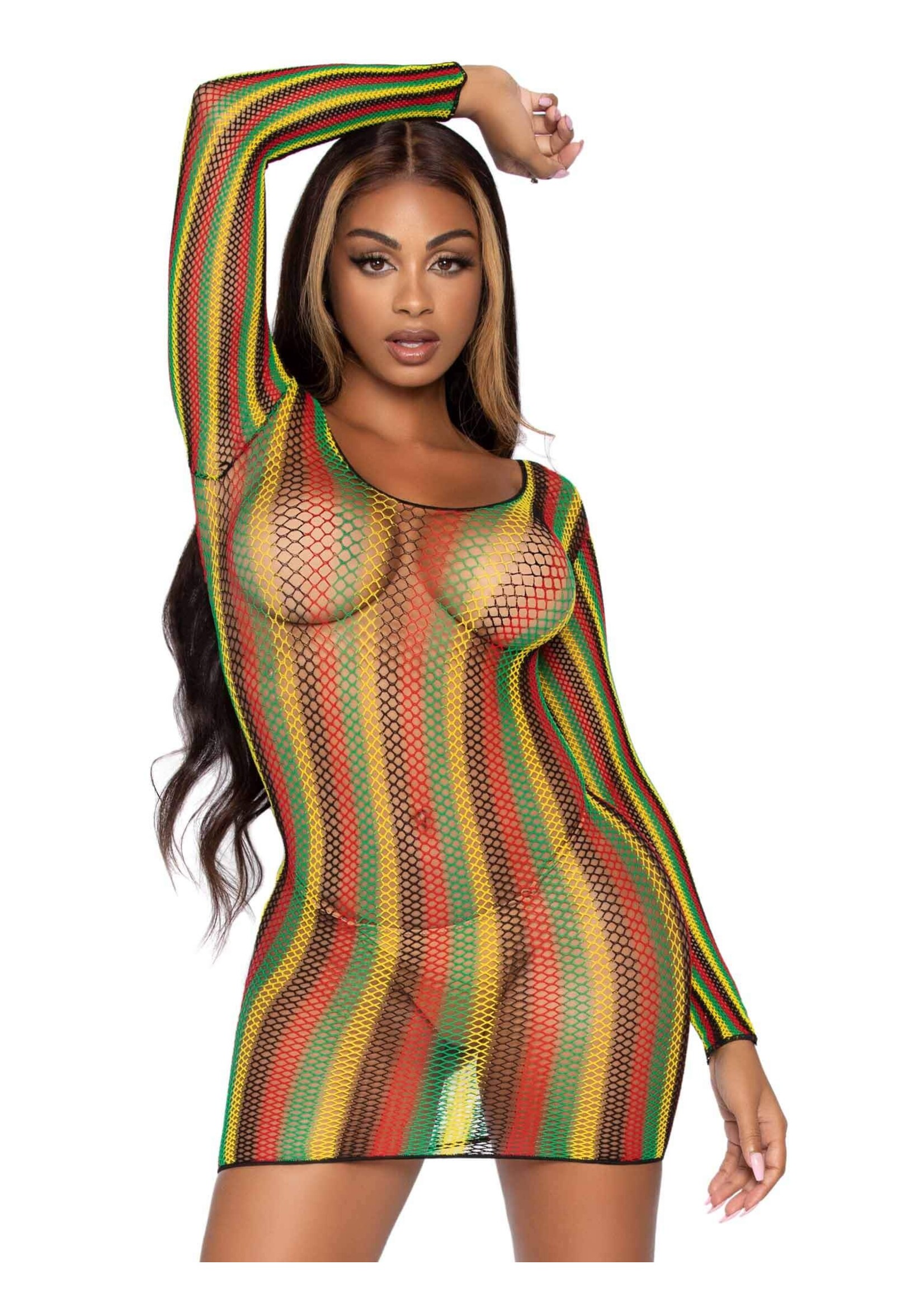 Leg Avenue Rasta Net Mini Dress
