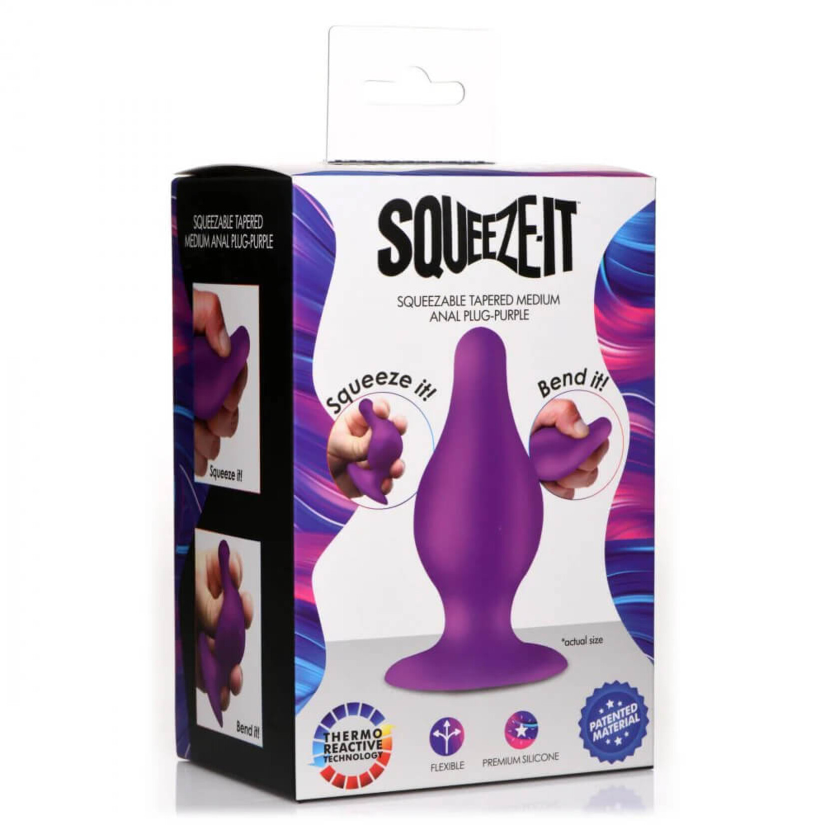 Squeeze-It Squeezable Tapered Medium Anal Plug - Purple