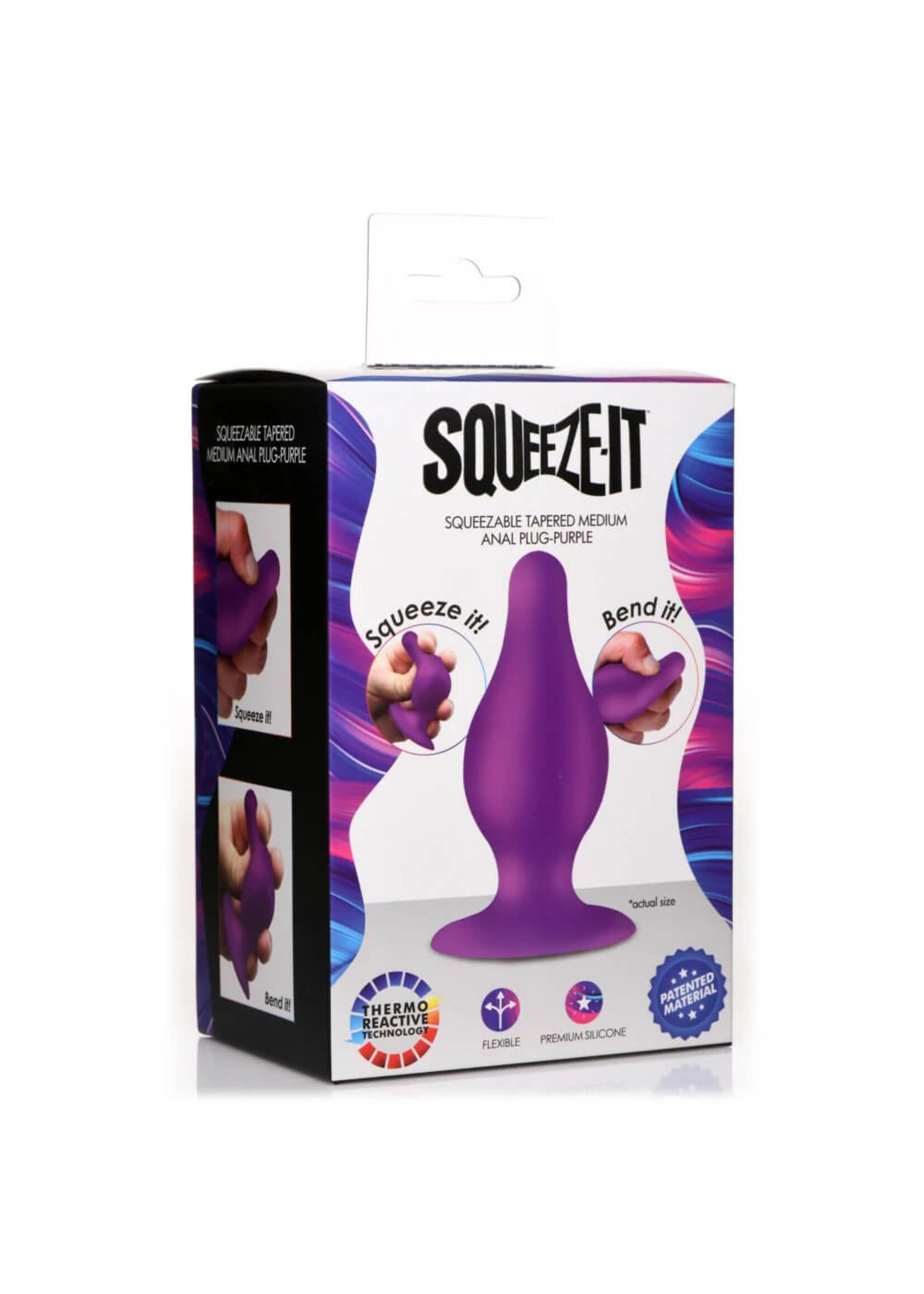 Squeeze-It Squeezable Tapered Medium Anal Plug - Purple