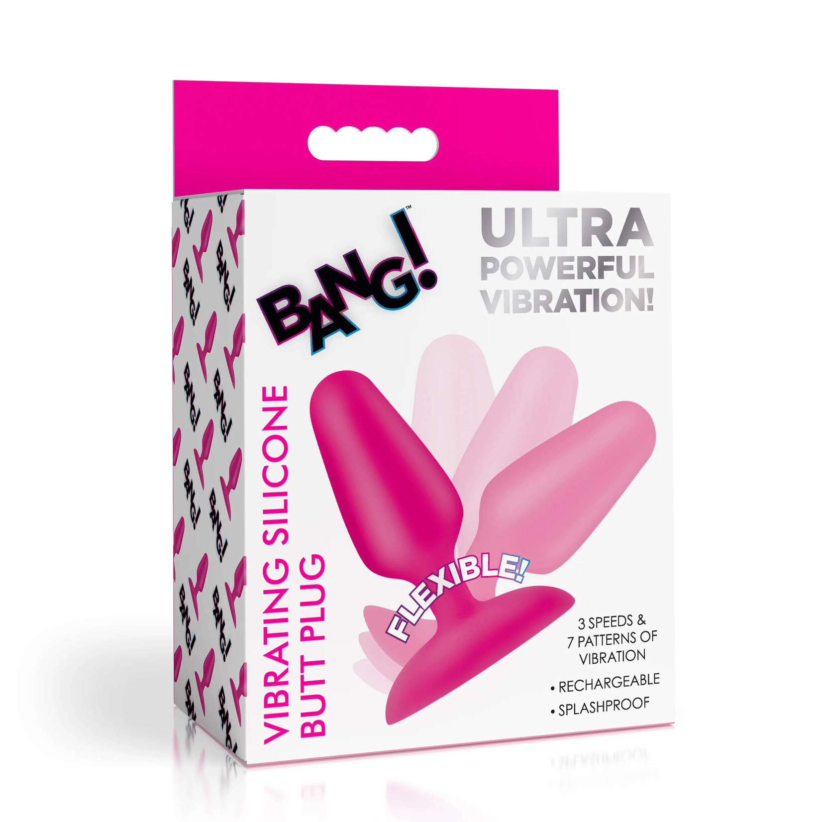 Bang Flexible Vibrating Silicone Butt Plug - Pink