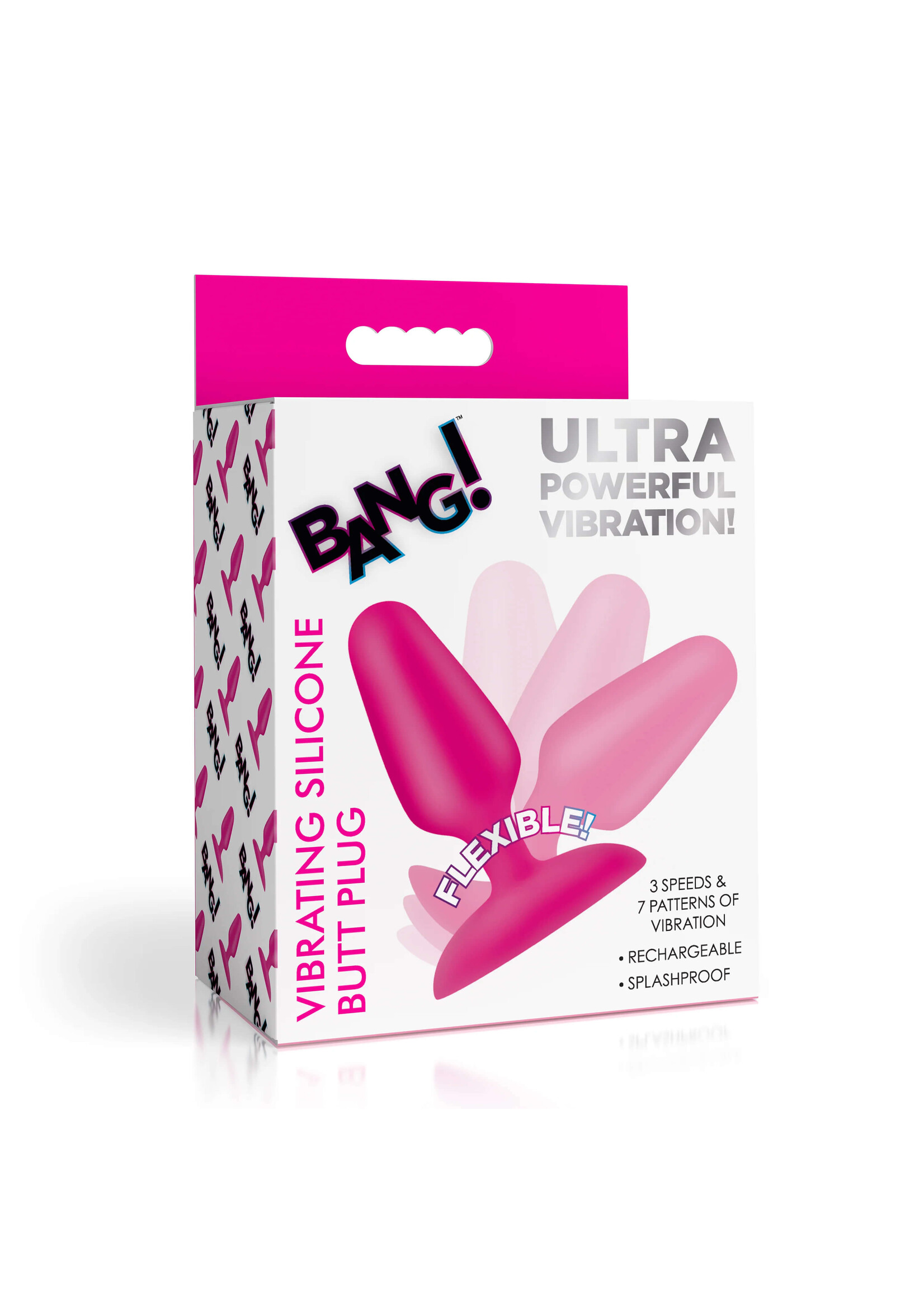Bang Flexible Vibrating Silicone Butt Plug - Pink