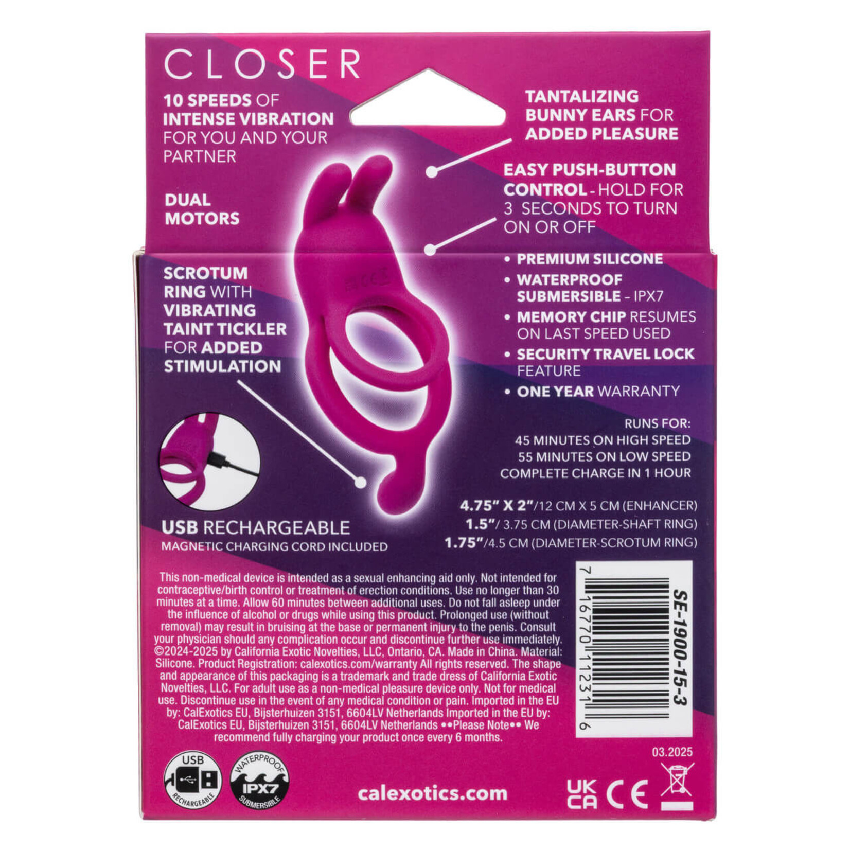 Cal Exotic Novelties Closer Intimate Rechargeable Ring Touch