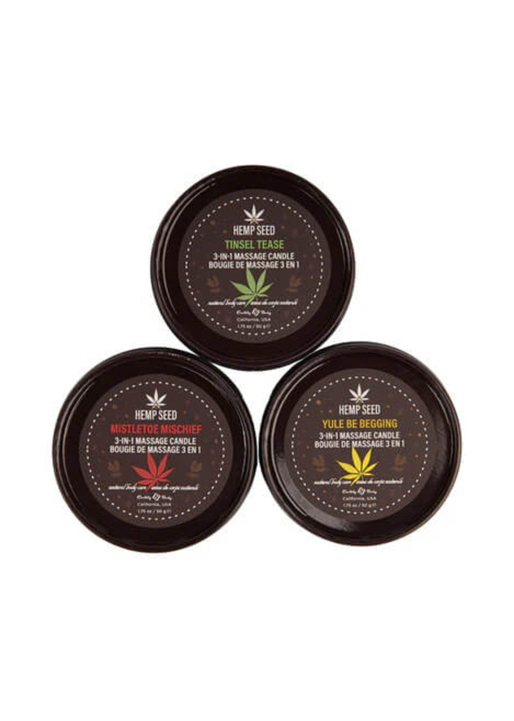 Earthly Body Hemp Seed 3-in-1 Massage Candle Holiday '25 Trio