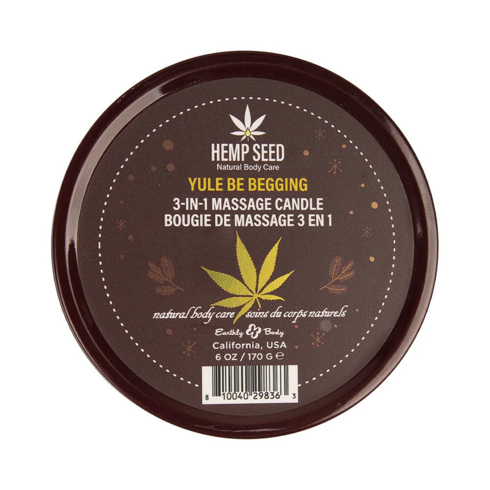 Earthly Body Hemp Seed 3-in-1 Massage Candle Yule Be Begging 6oz