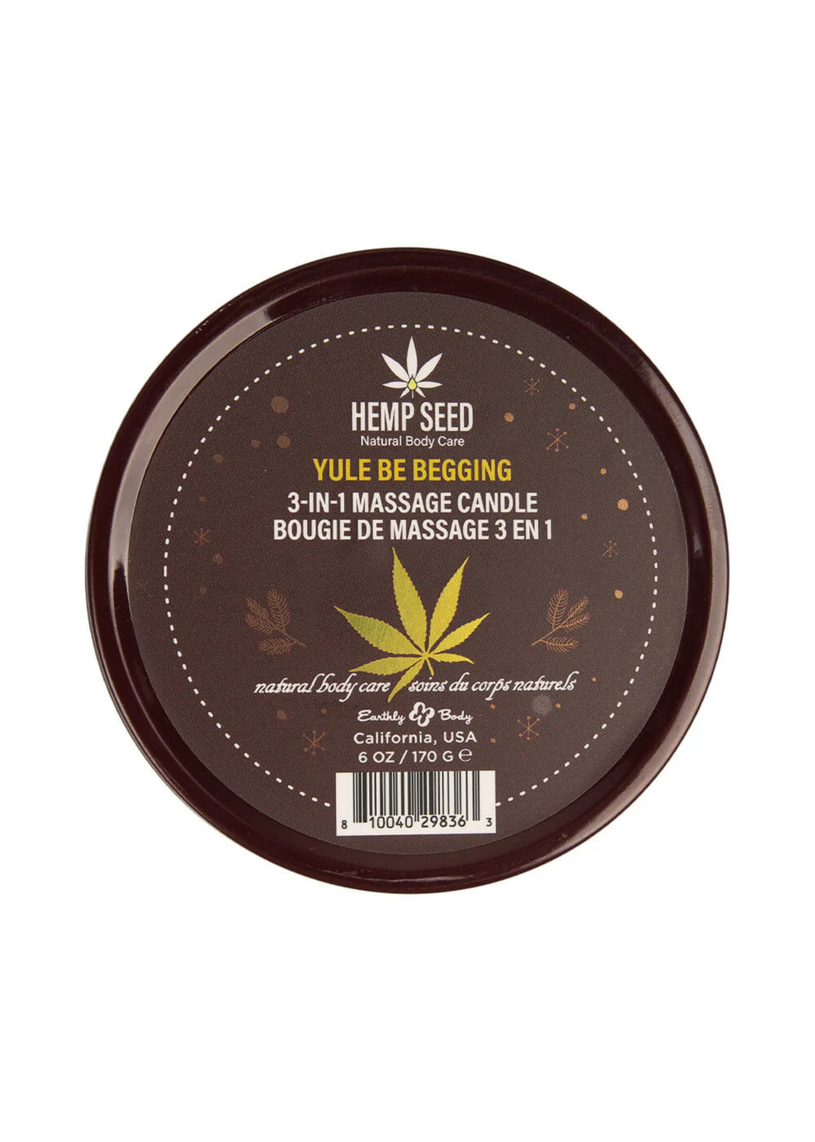 Earthly Body Hemp Seed 3-in-1 Massage Candle Yule Be Begging 6oz