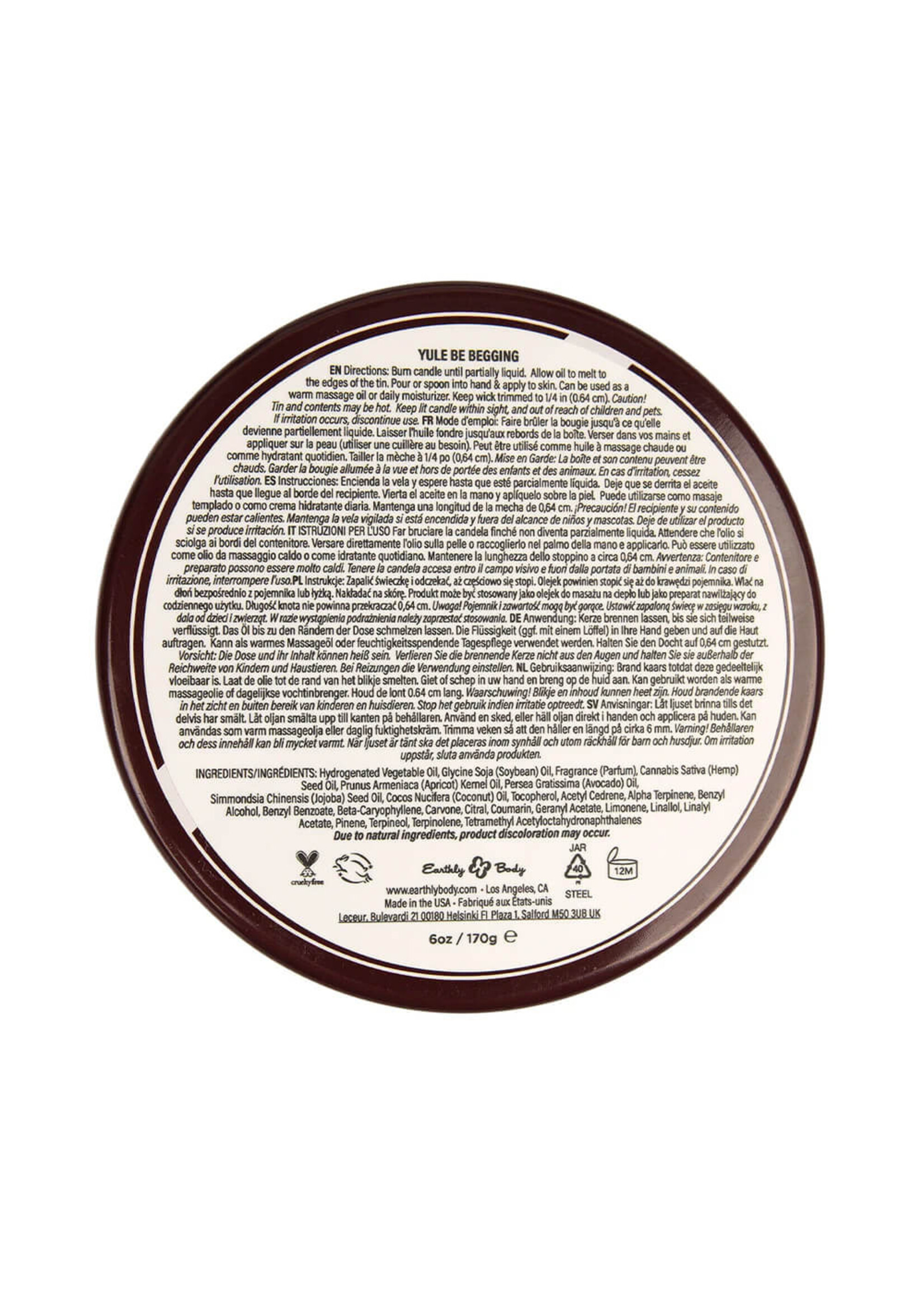 Earthly Body Hemp Seed 3-in-1 Massage Candle Yule Be Begging 6oz