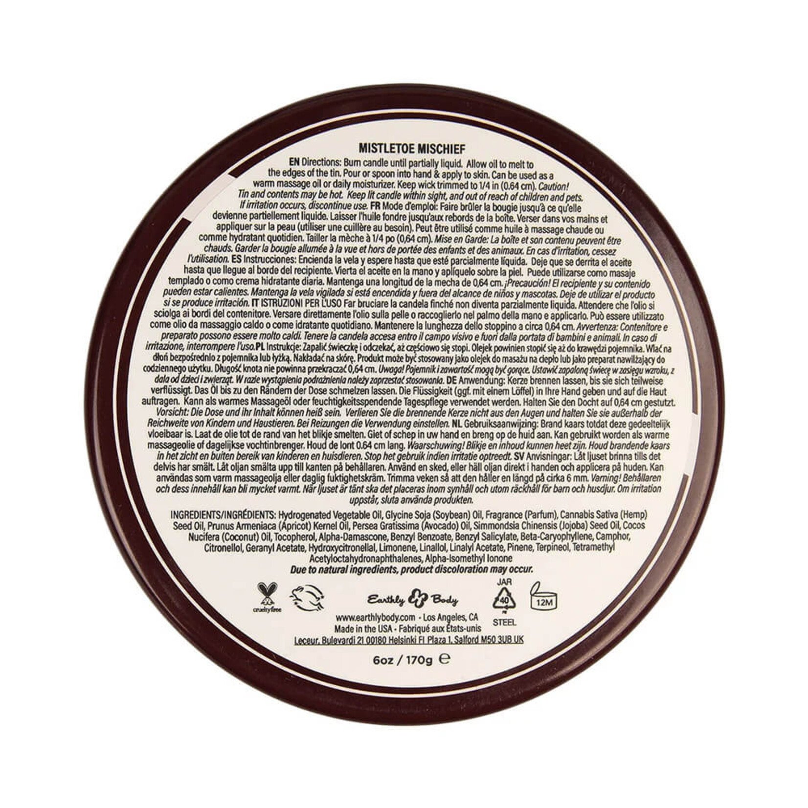 Earthly Body Hemp Seed 3-in-1 Massage Candle Mistletoe Mischief 6oz