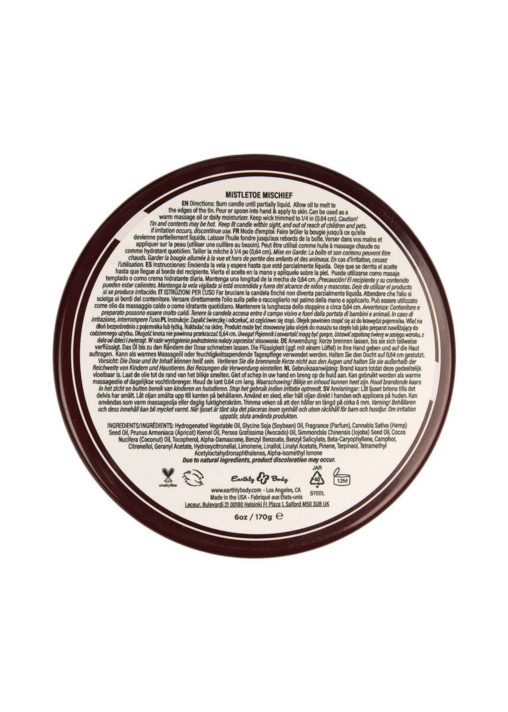 Earthly Body Hemp Seed 3-in-1 Massage Candle Mistletoe Mischief 6oz