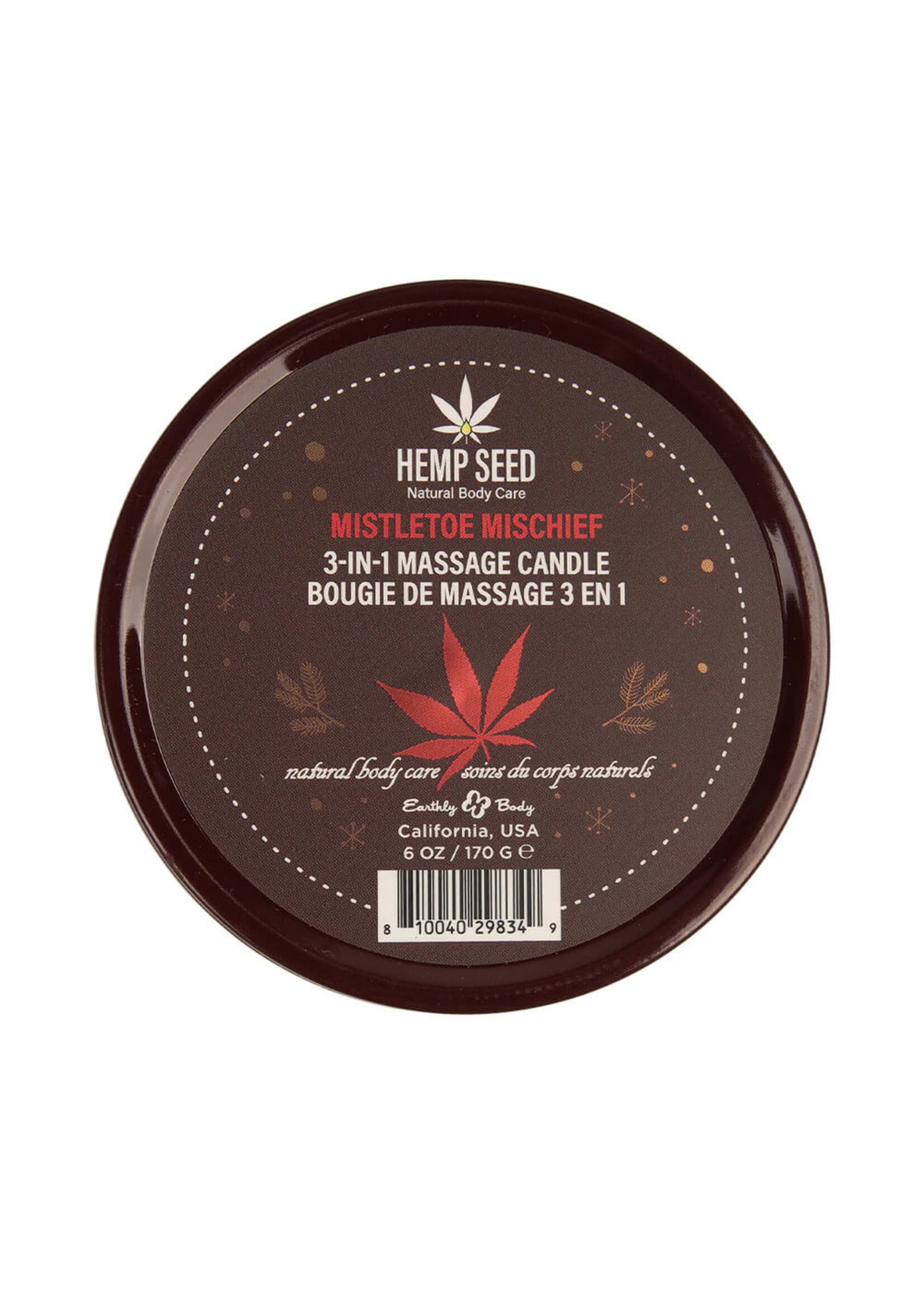 Earthly Body Hemp Seed 3-in-1 Massage Candle Mistletoe Mischief 6oz