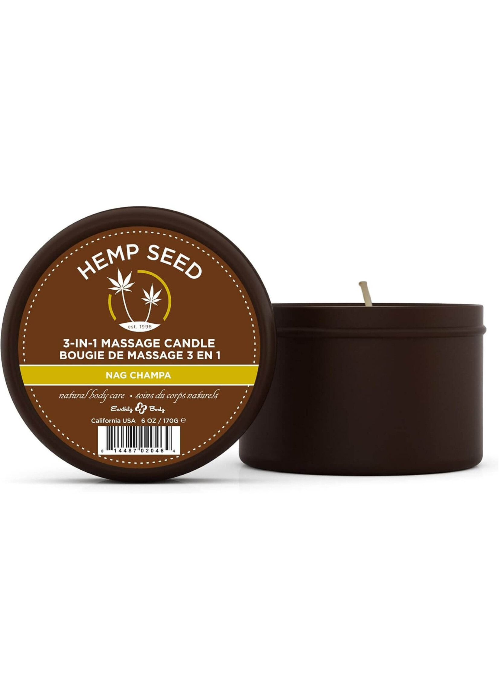 Earthly Body Hemp Seed 3-in-1 Massage Candle Nag Champa