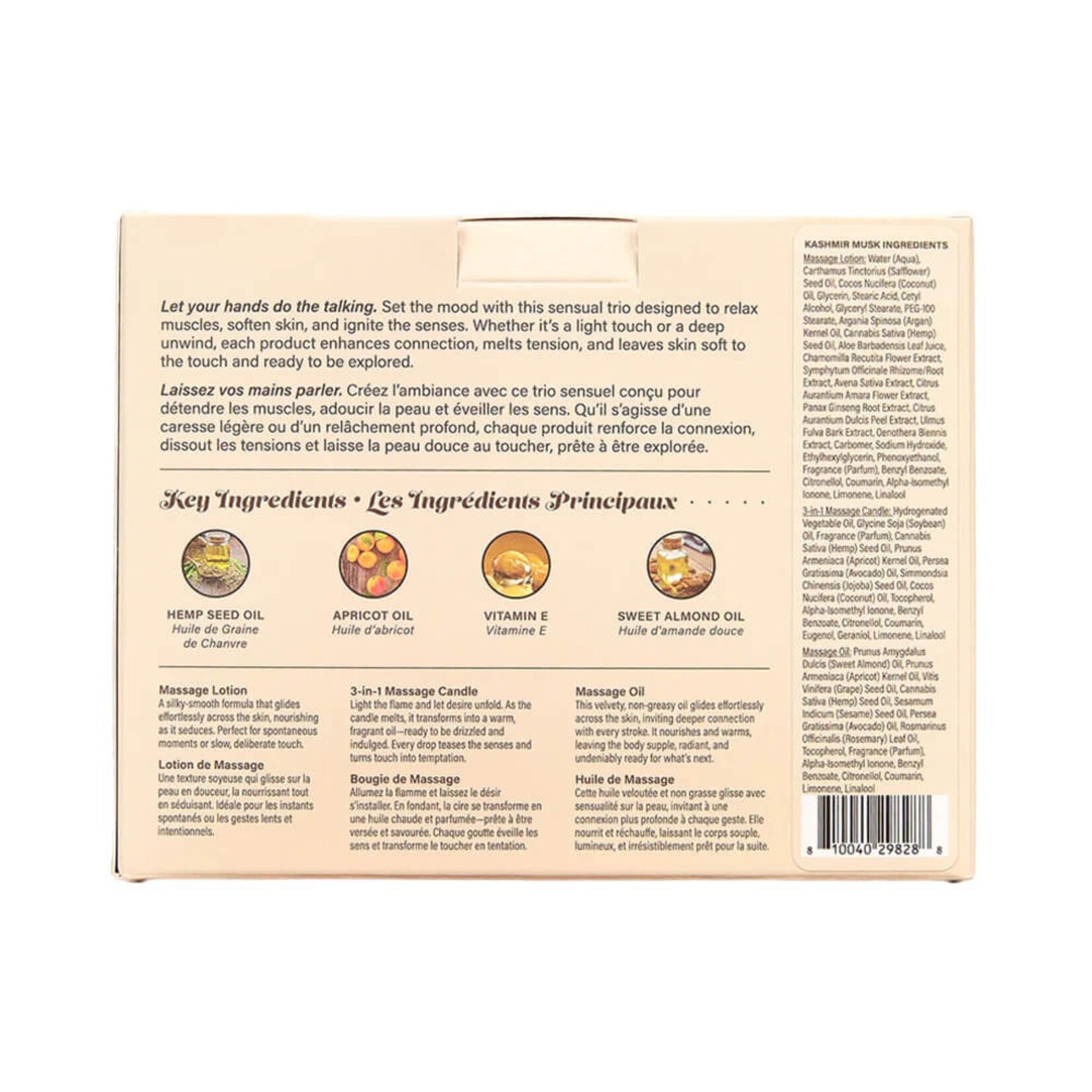 Earthly Body Hemp Seed Massage in a Box Gift Set Kashmir Musk