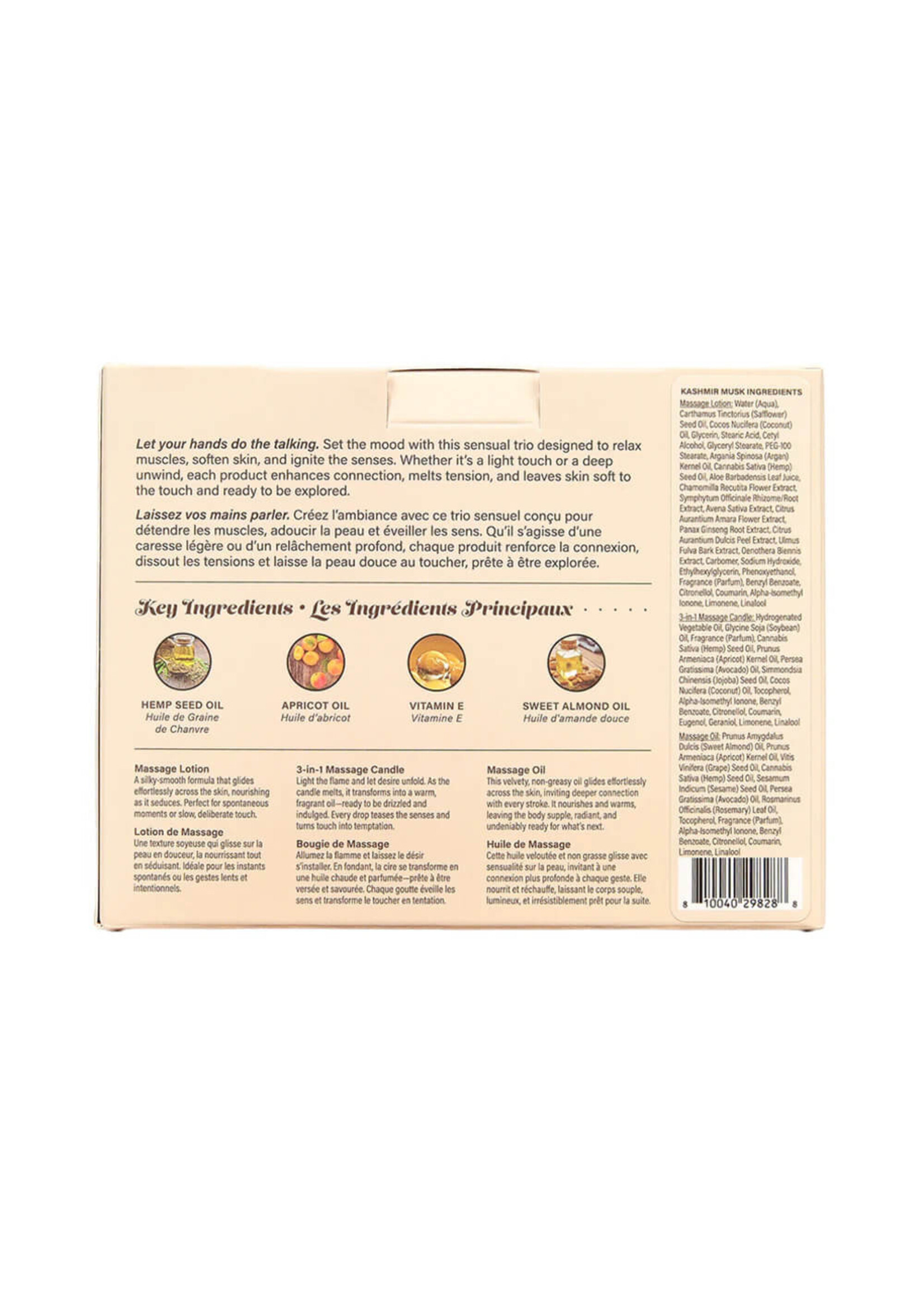 Earthly Body Hemp Seed Massage in a Box Gift Set Kashmir Musk