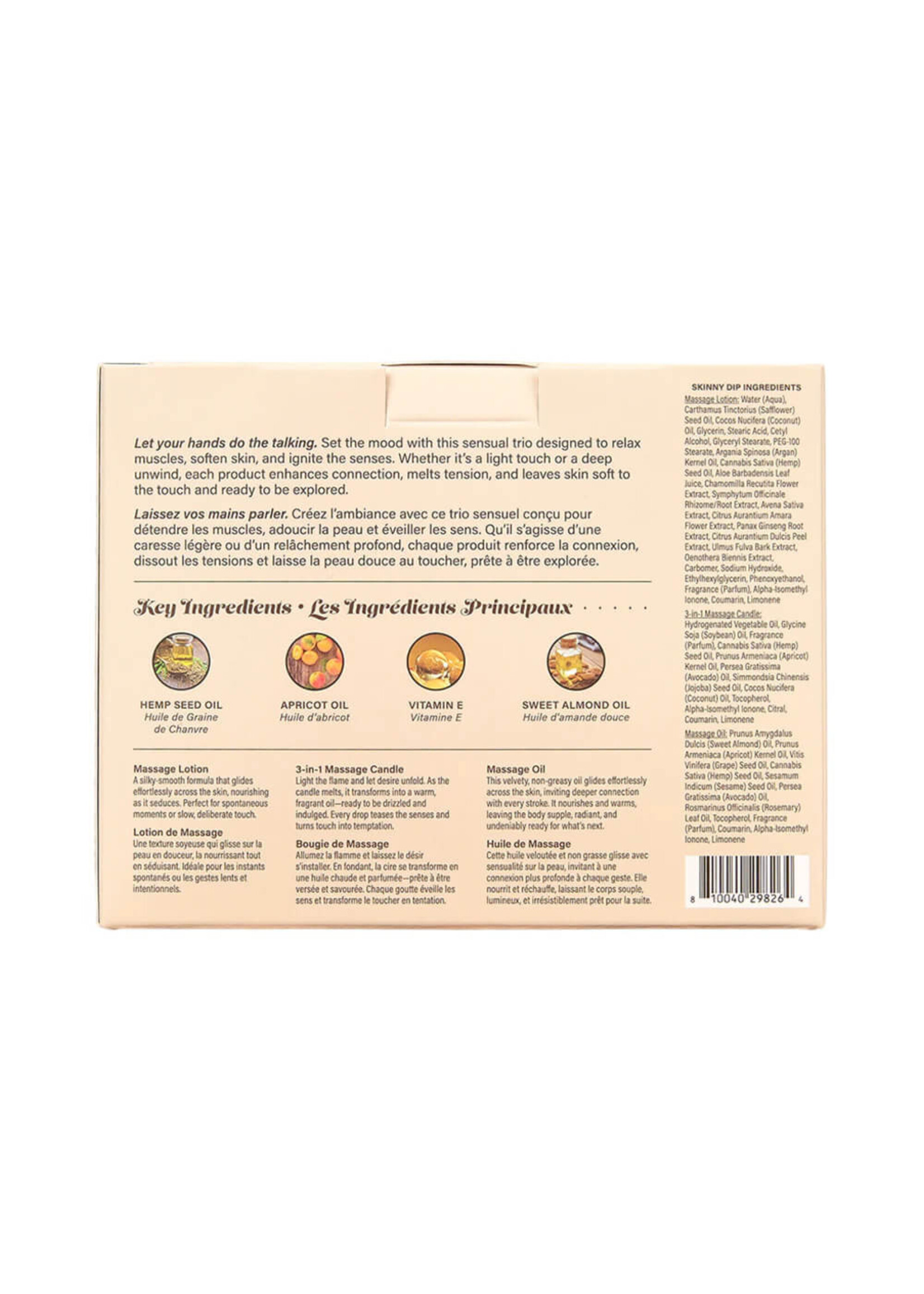 Earthly Body Hemp Seed Massage in a Box Gift Set Skinny Dip