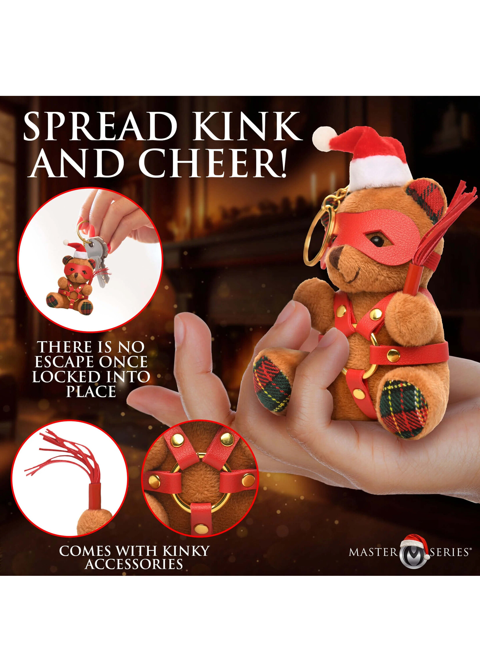 Holiday Bondage Bear Keychain - Brown