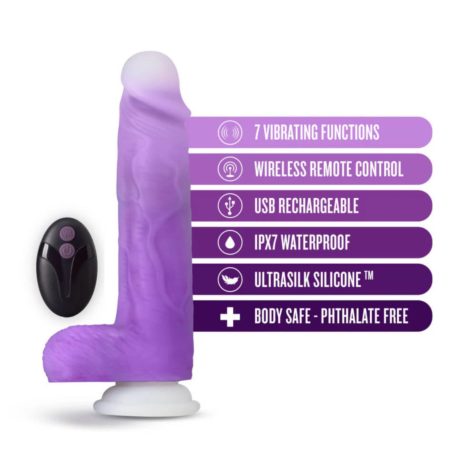 Blush Neo Elite Encore - 8 Inch Vibrating Dildo Purple