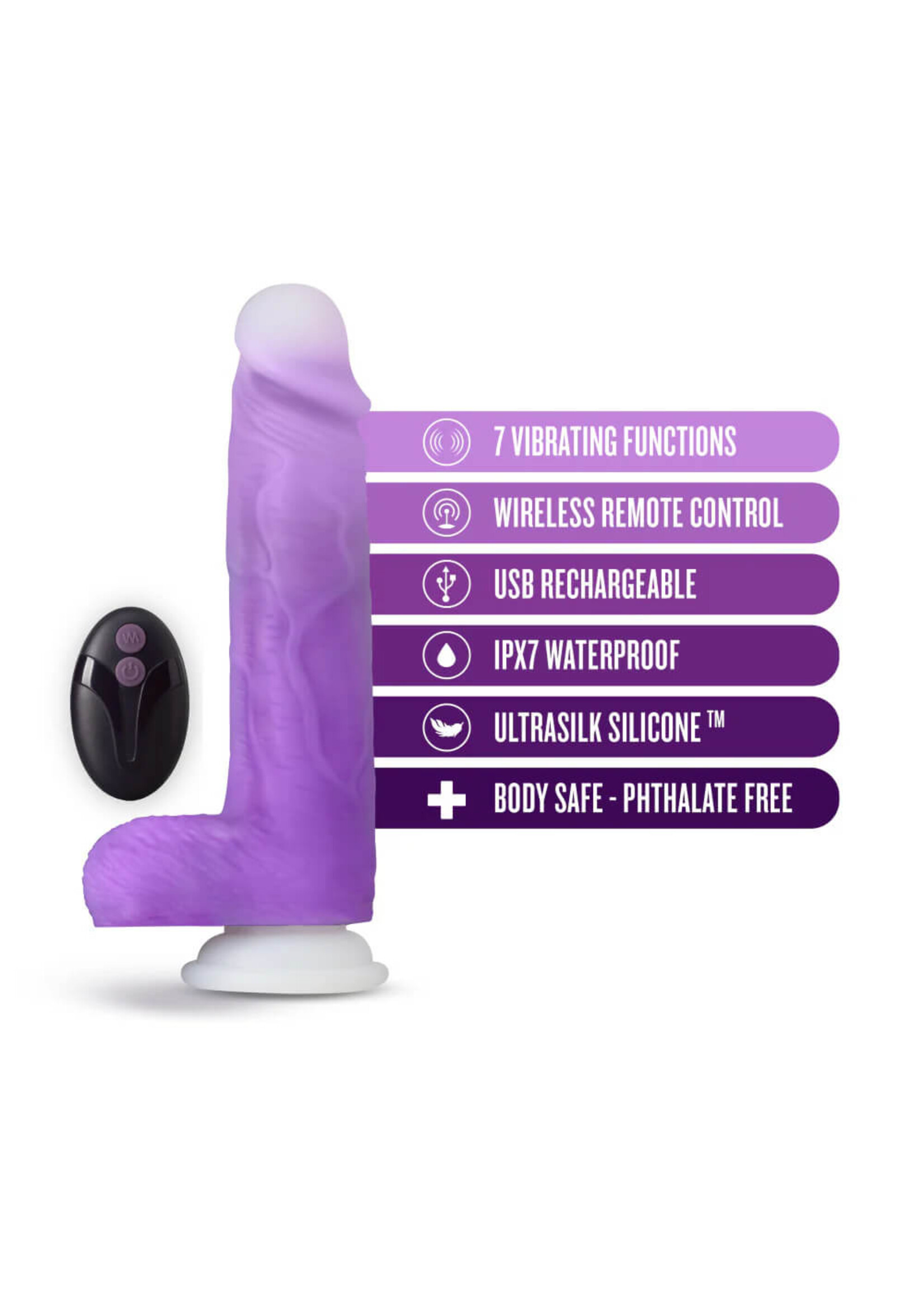 Blush Neo Elite Encore - 8 Inch Vibrating Dildo Purple