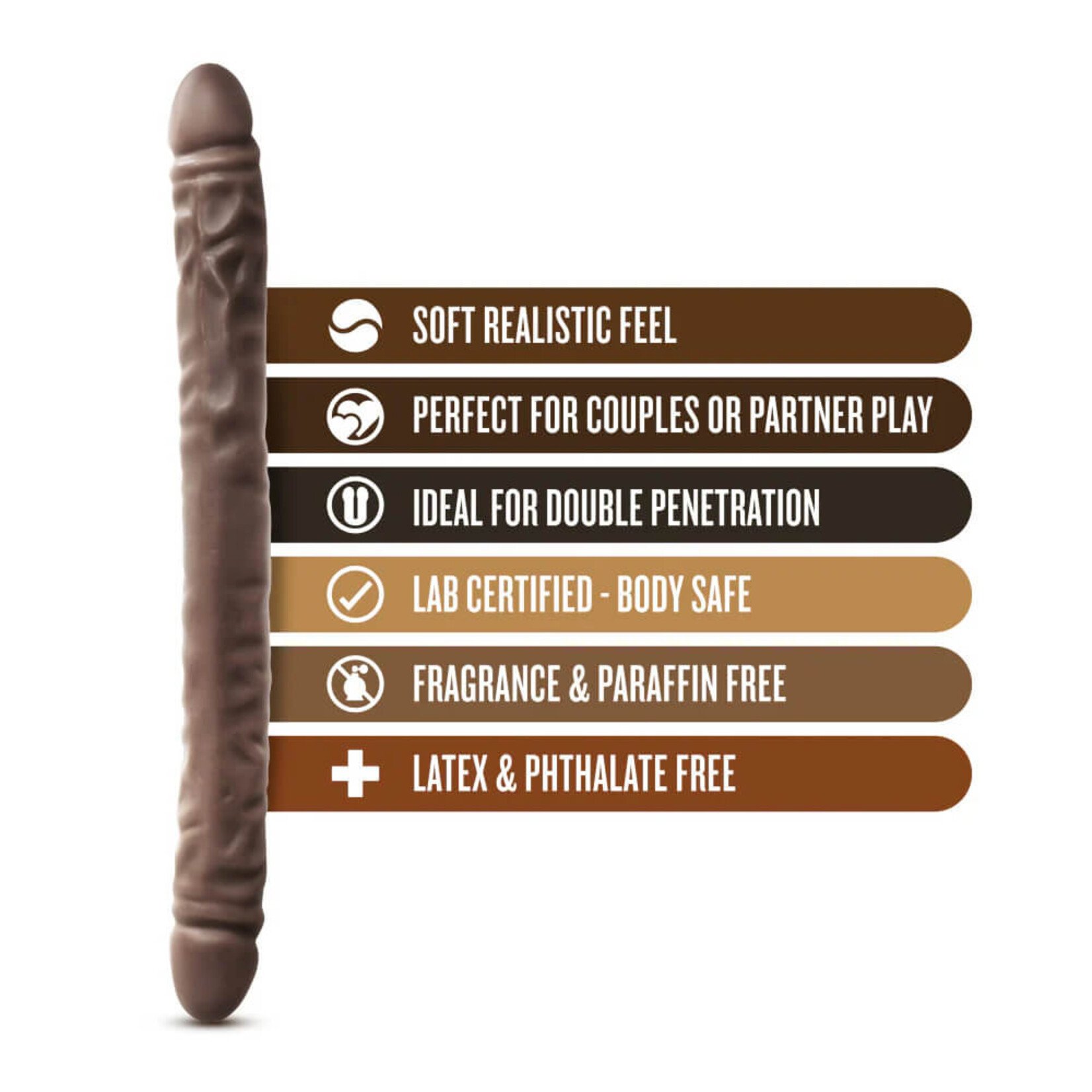 Blush Dr. Skin - 18 Inch Double Dildo - Chocolate