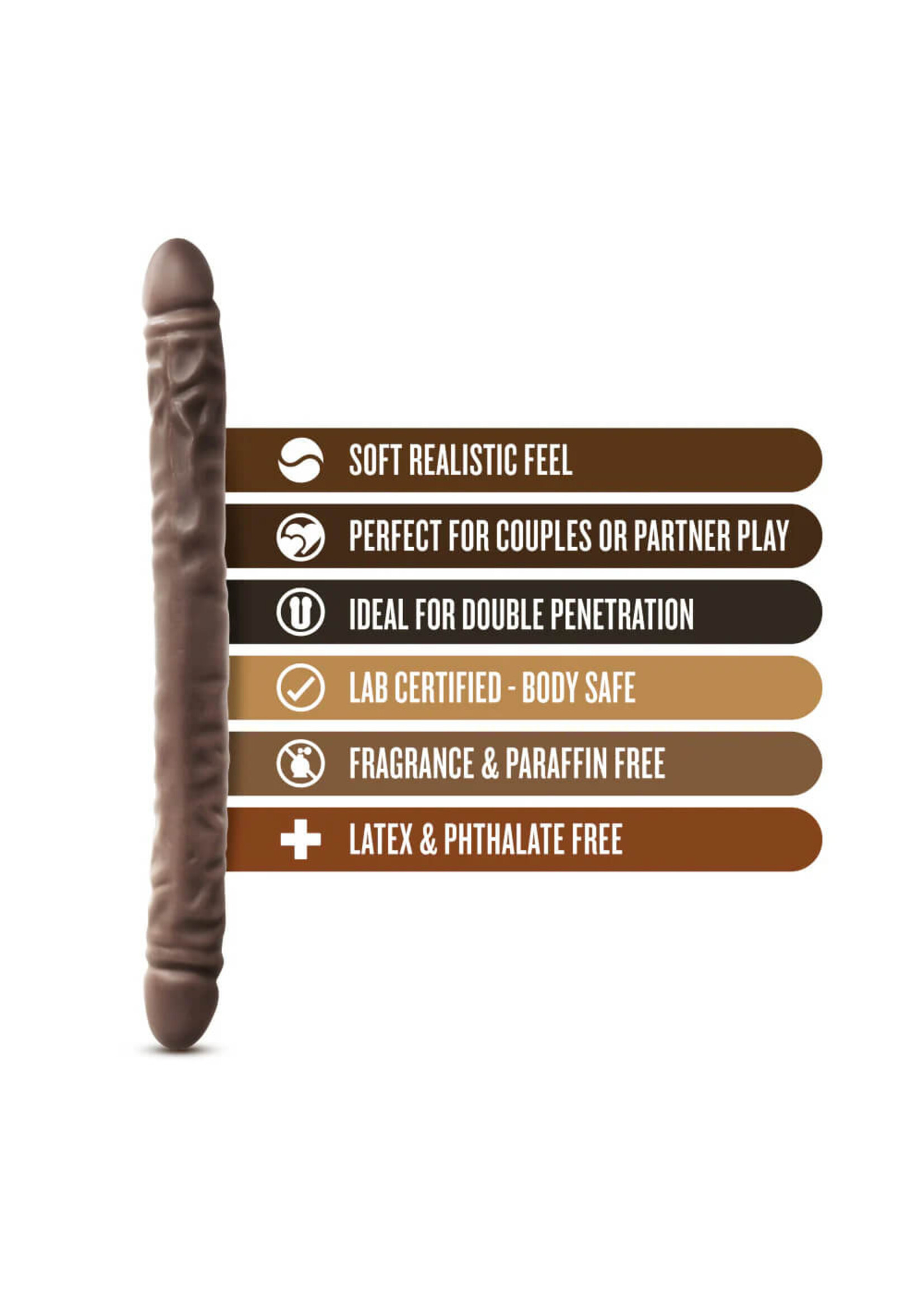 Blush Dr. Skin - 18 Inch Double Dildo - Chocolate