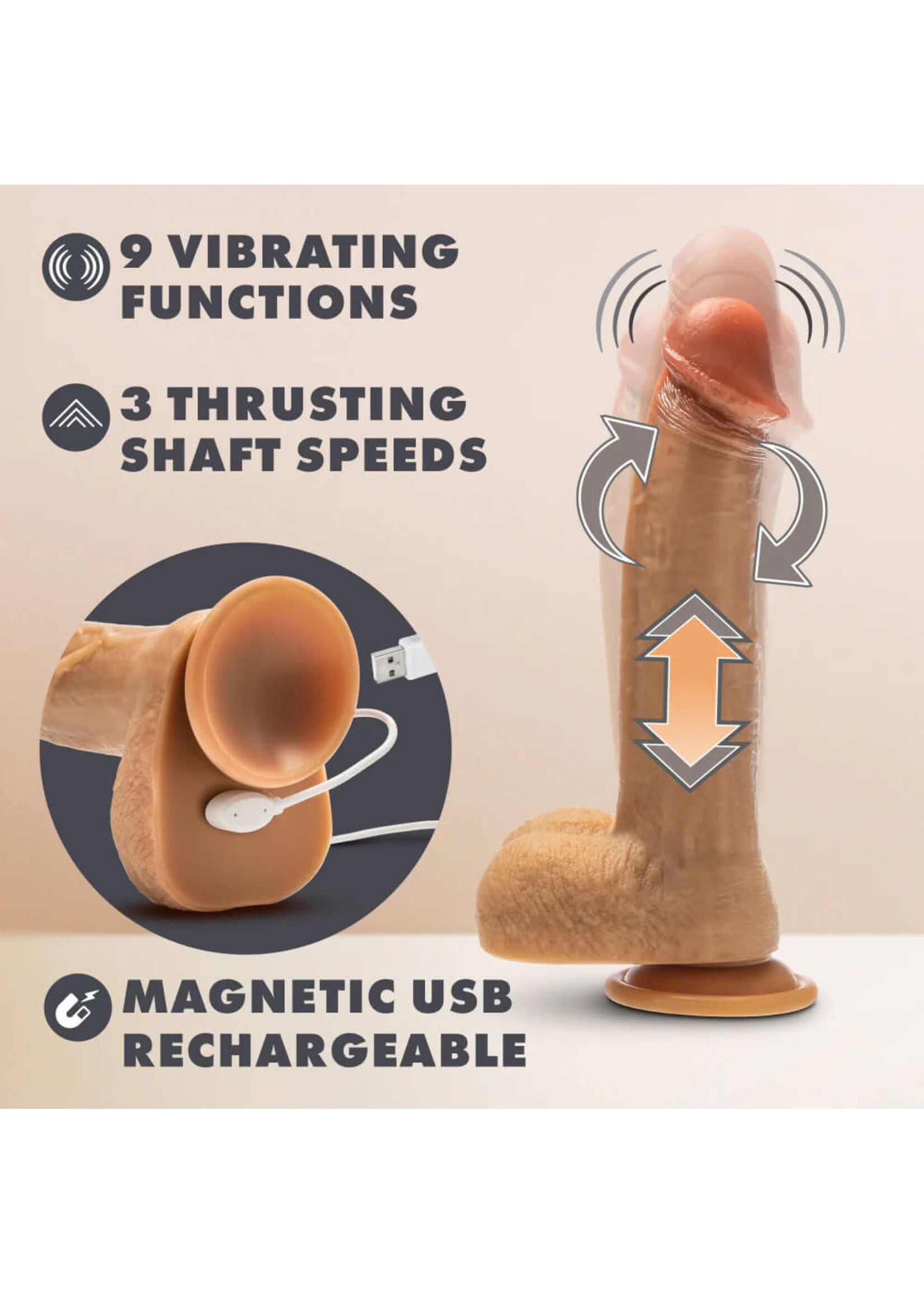 Blush Dr. Skin Silicone - Dr. Phillips - 8.5 Inch Thrusting Dildo - Tan