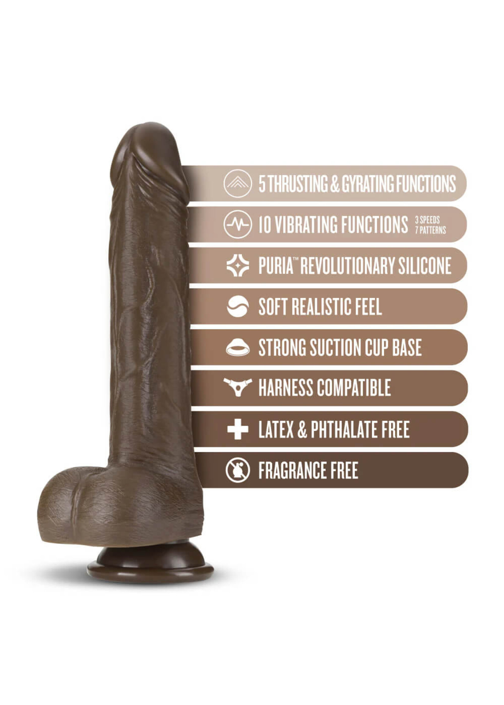Blush Dr. Skin Silicone - Dr. Murphy - 8 Inch Thrusting Dildo - Chocolate