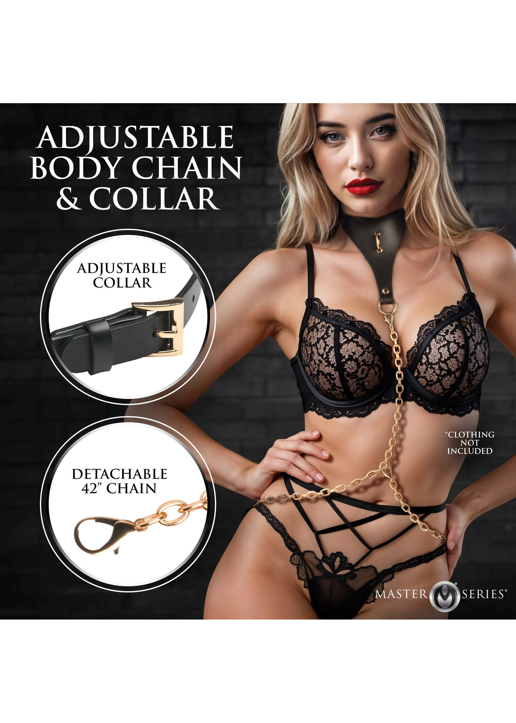 Captivate Collar with Body Chain - Black