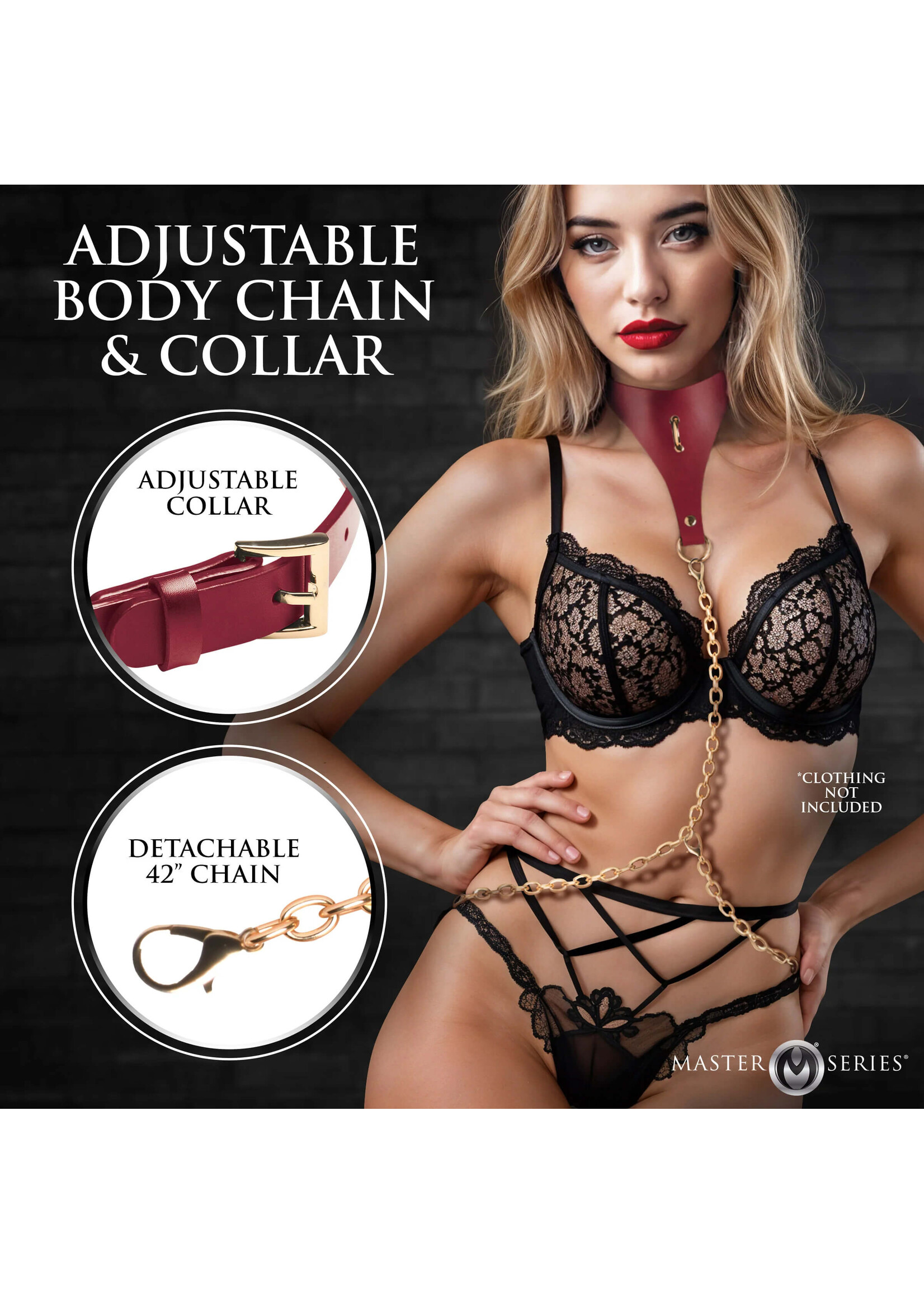 Captivate Collar with Body Chain - Red