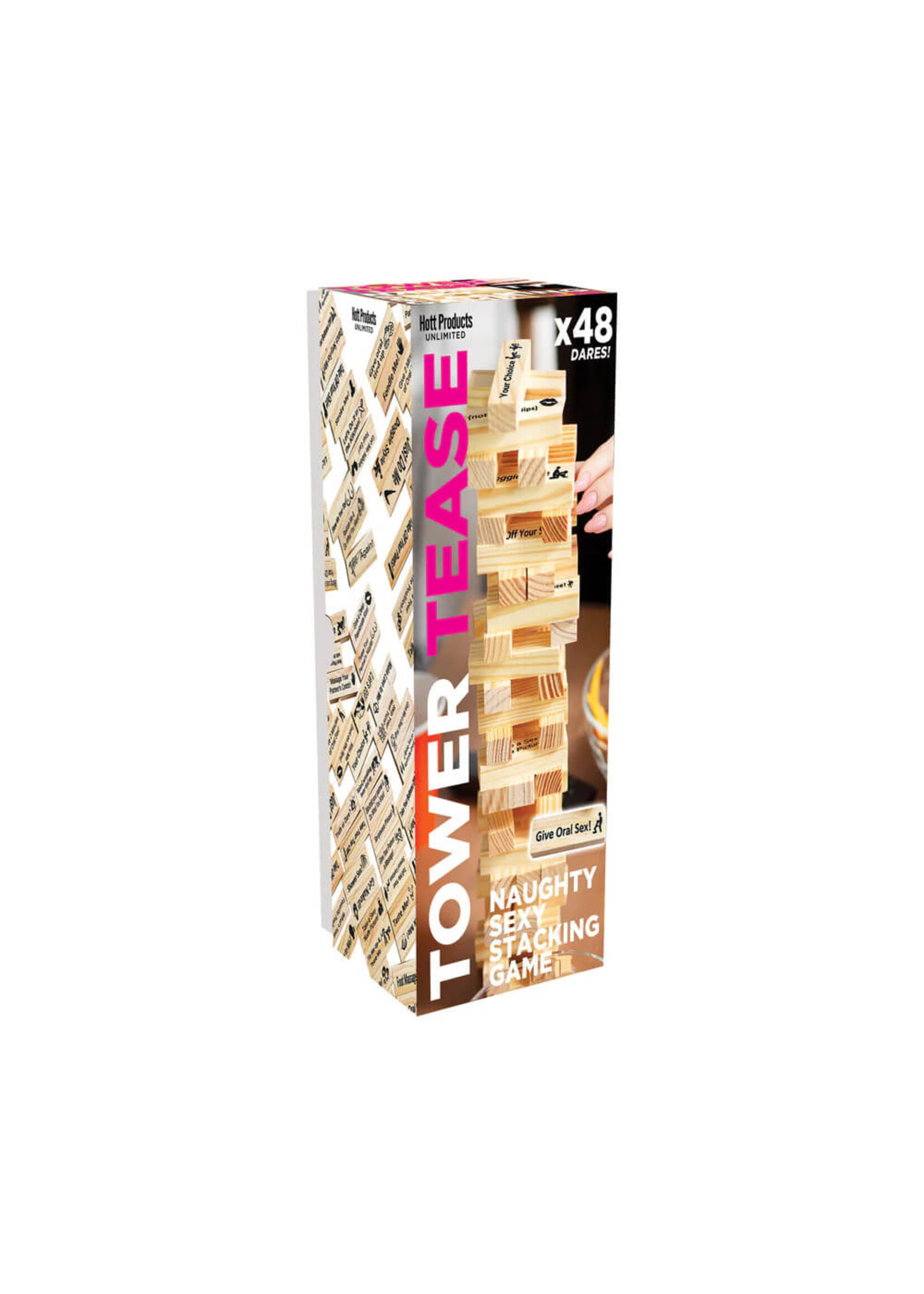 Tower Tease Naughty Sex Game w/Assorted Wooden Blocks/Sayings